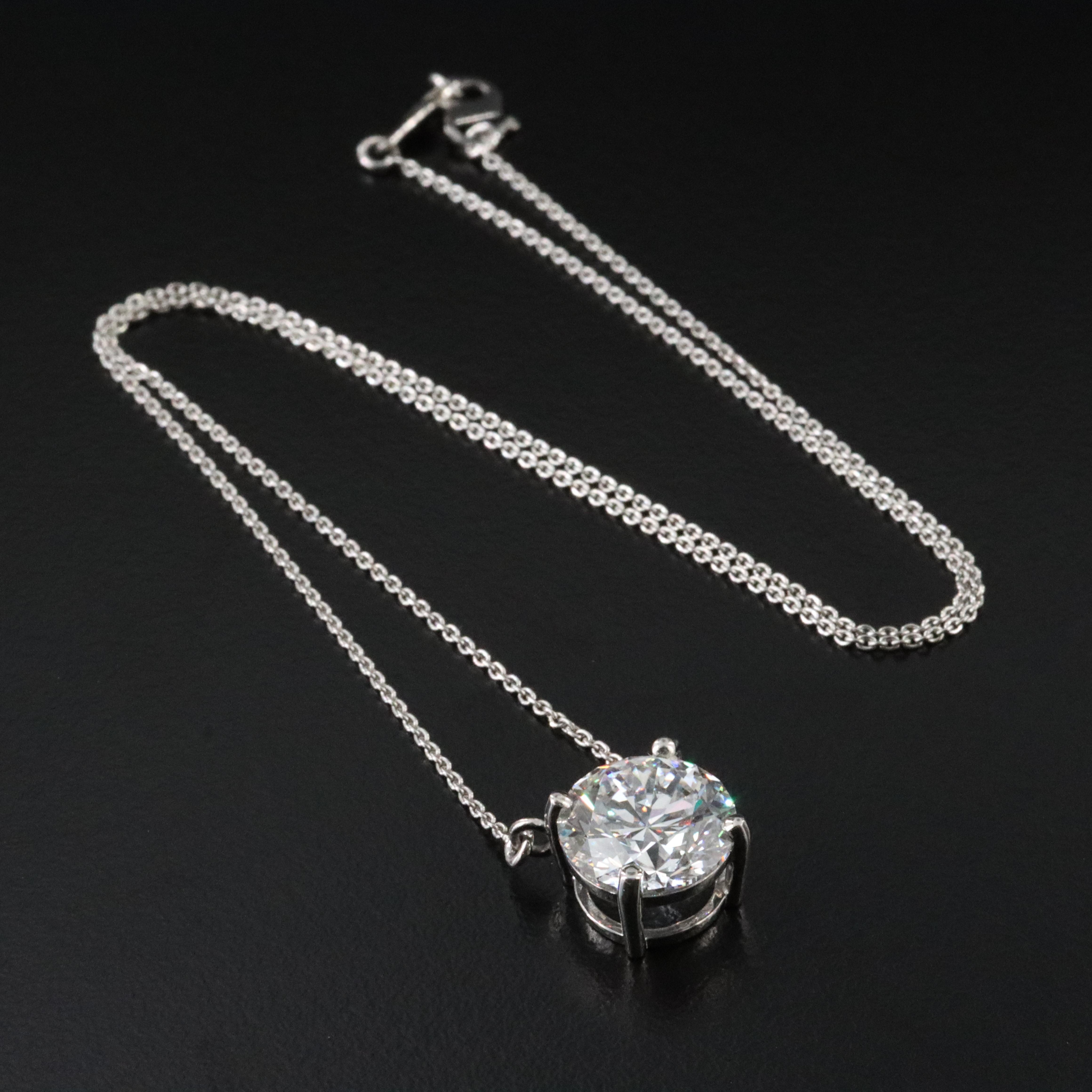 Platinum 4.76 CT Lab Grown Diamond Solitaire Necklace with IGI Report
