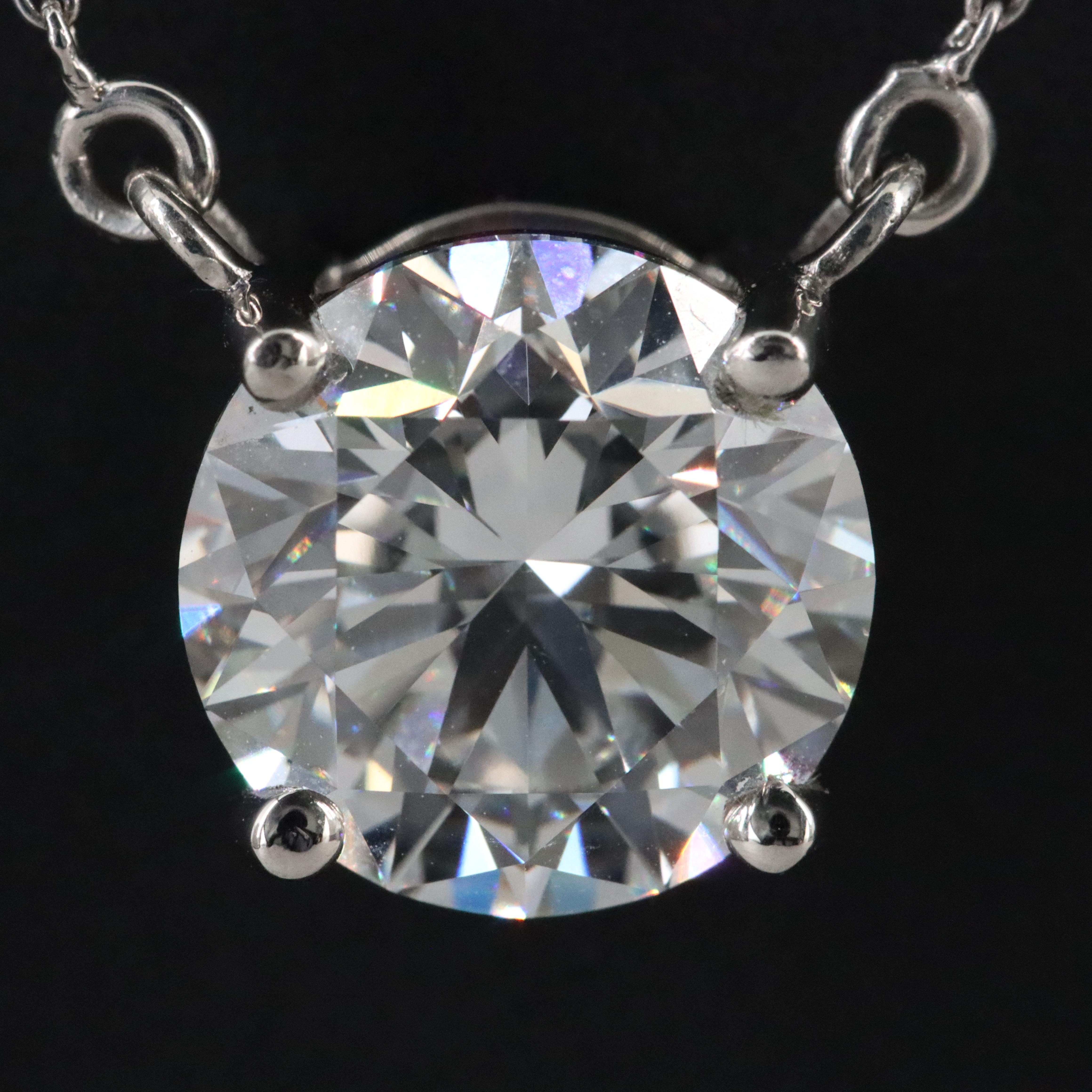 Platinum 4.76 CT Lab Grown Diamond Solitaire Necklace with IGI Report