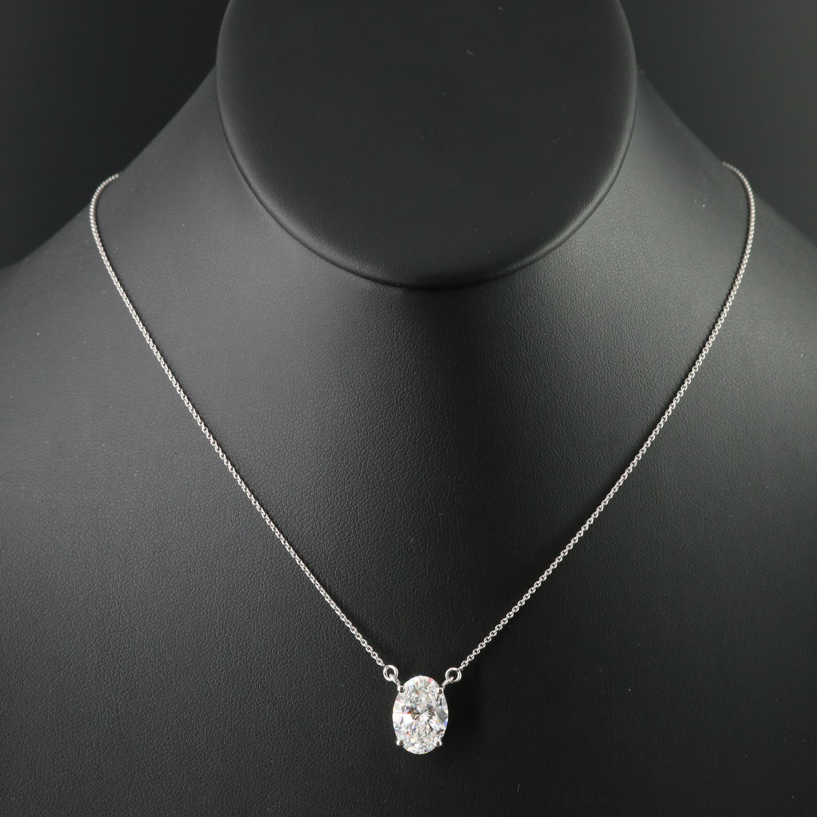 Platinum 4.88 CT Lab Grown Diamond Solitaire Necklace with IGI Report