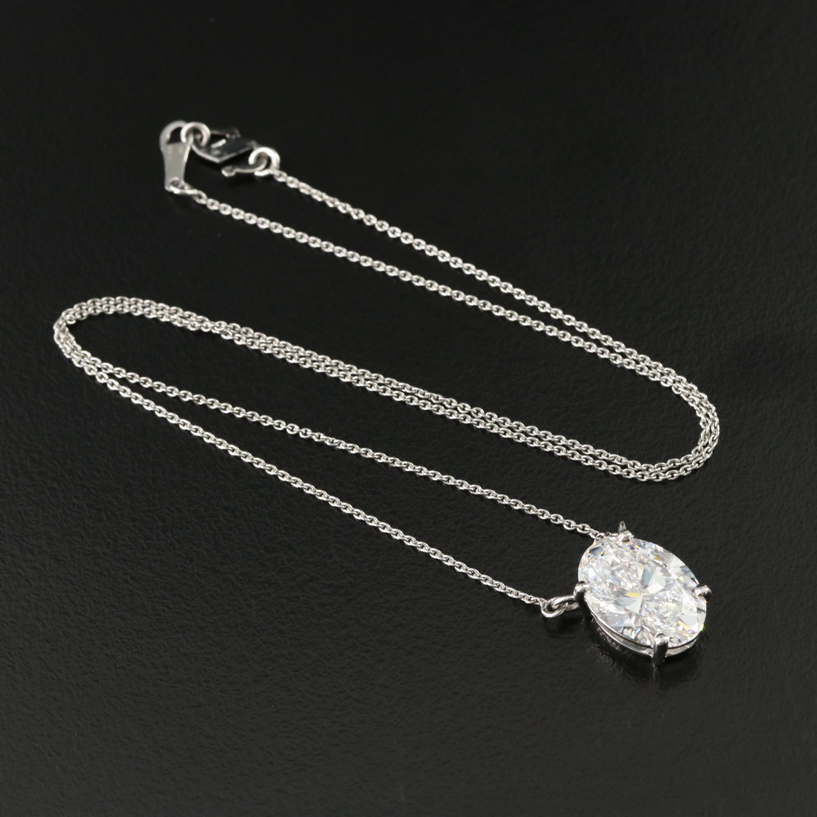 Platinum 4.88 CT Lab Grown Diamond Solitaire Necklace with IGI Report
