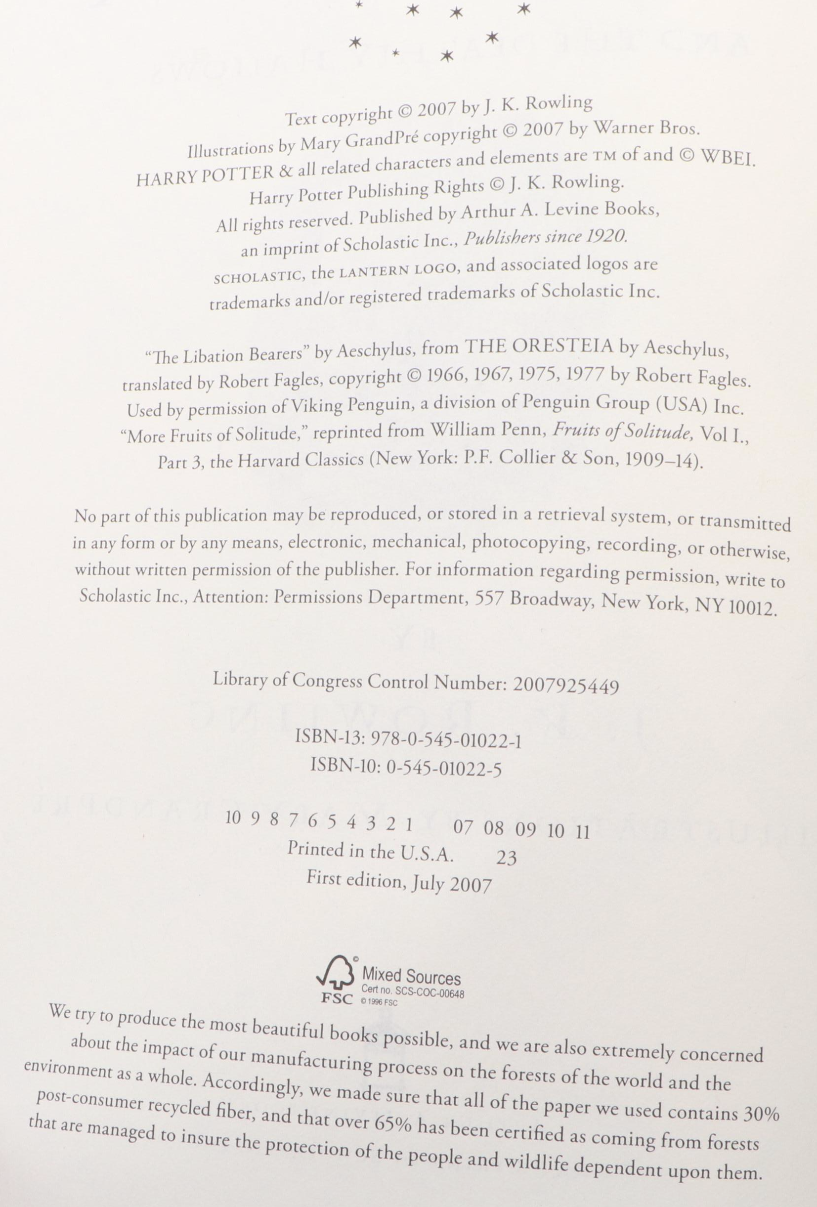 First American Edition "Harry Potter" Complete Series by J. K. Rowling