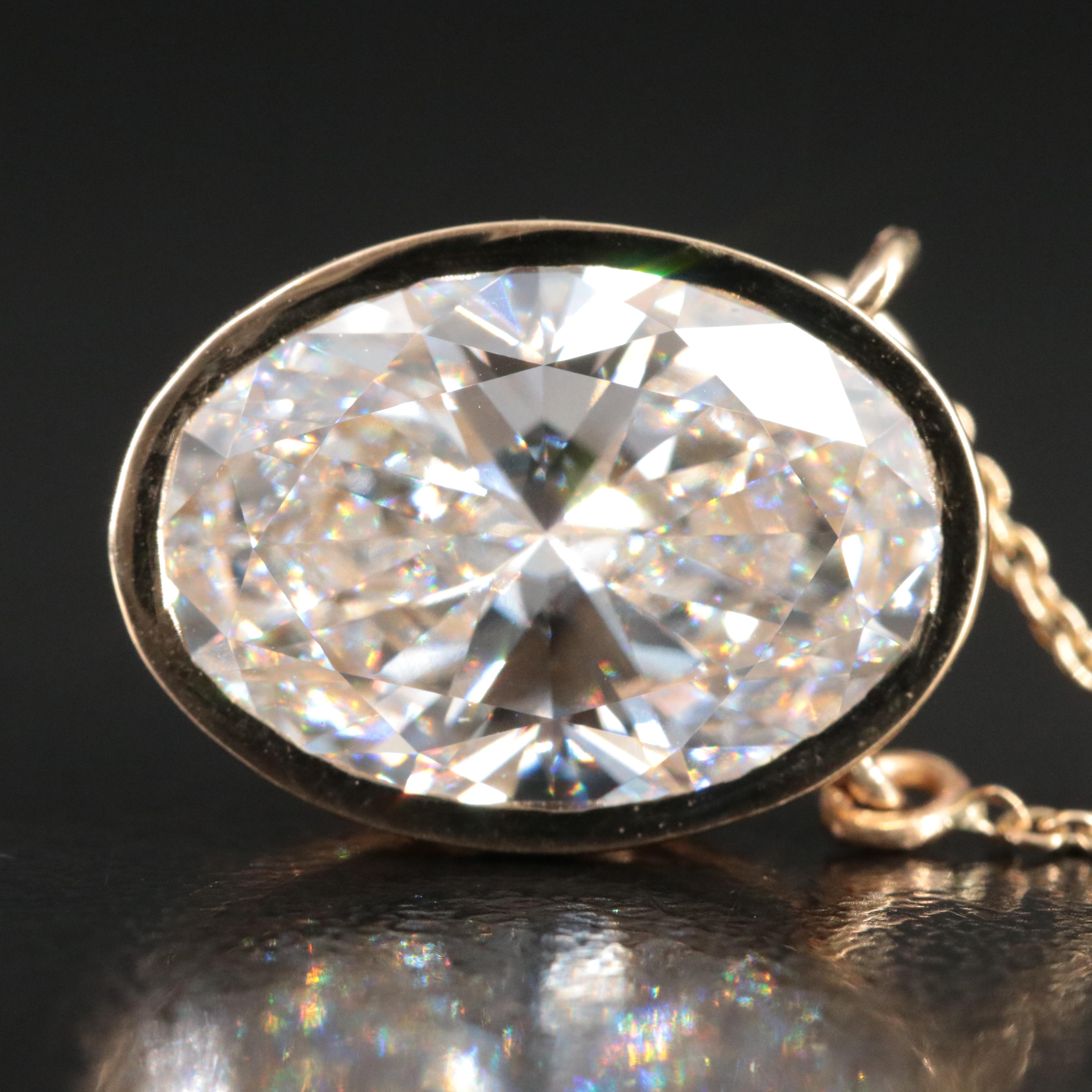 18K 5.77 CT Lab Grown Diamond Solitaire Necklace with IGI Report