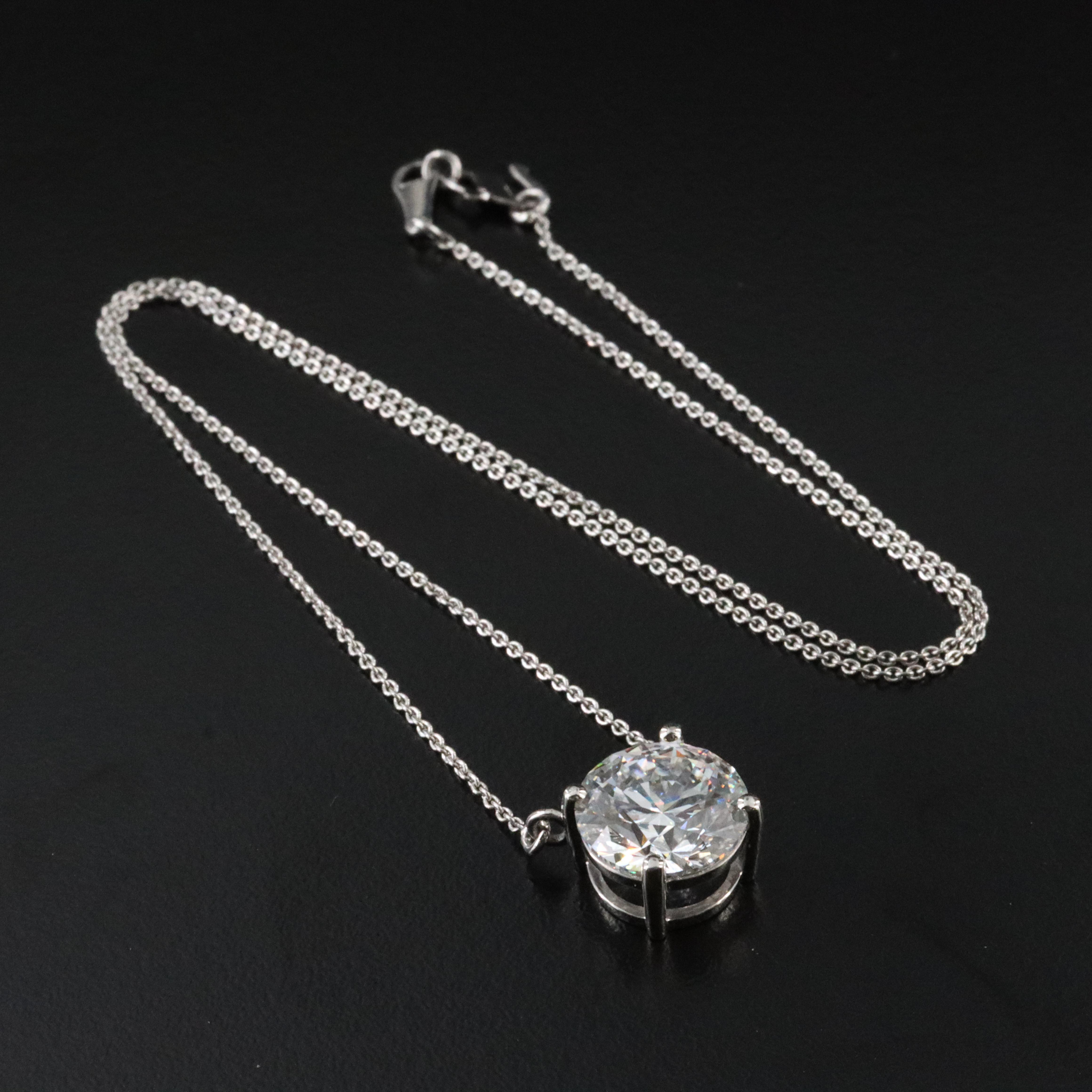 Platinum 5.01 CT Lab Grown Diamond Solitaire Necklace with IGI Report