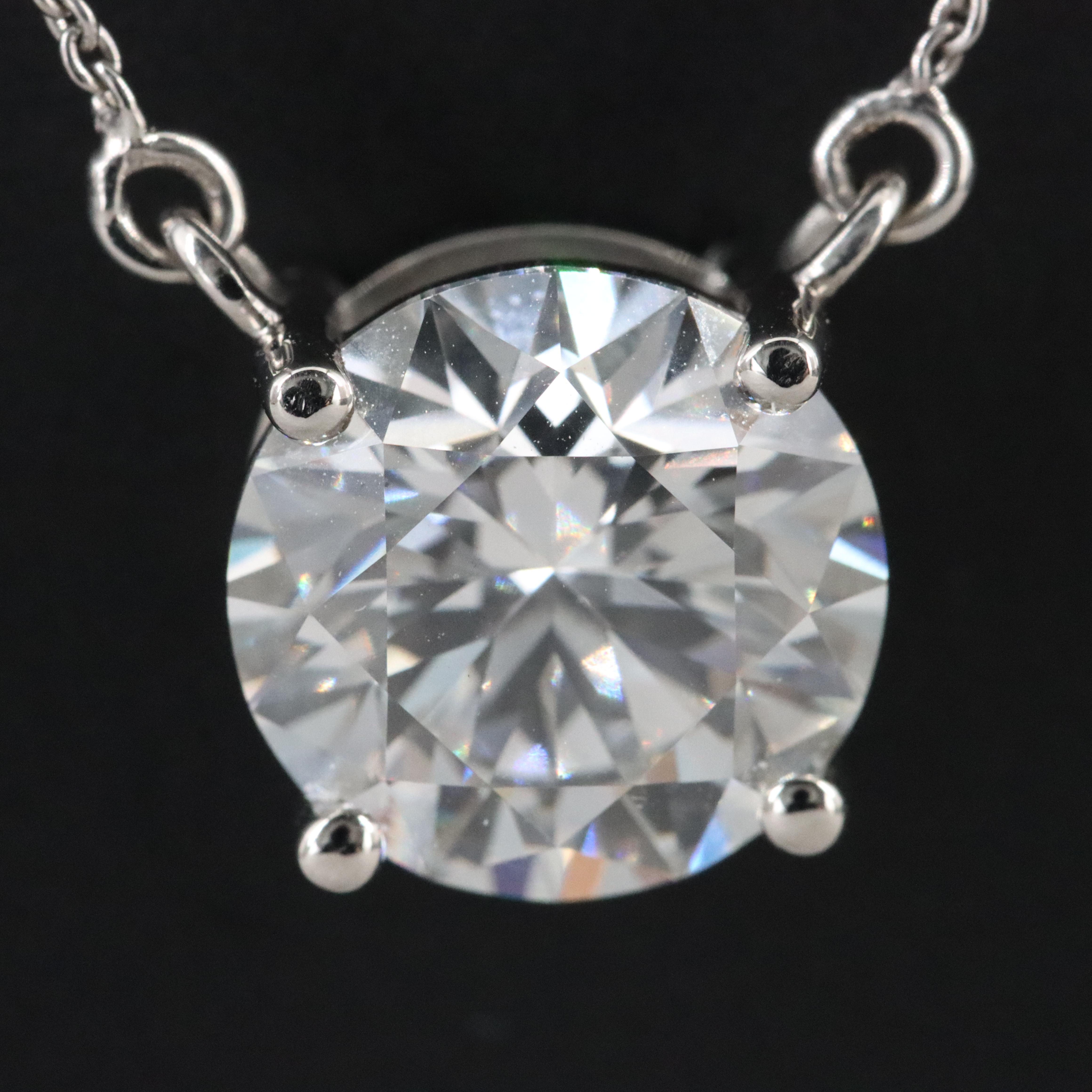 Platinum 5.01 CT Lab Grown Diamond Solitaire Necklace with IGI Report