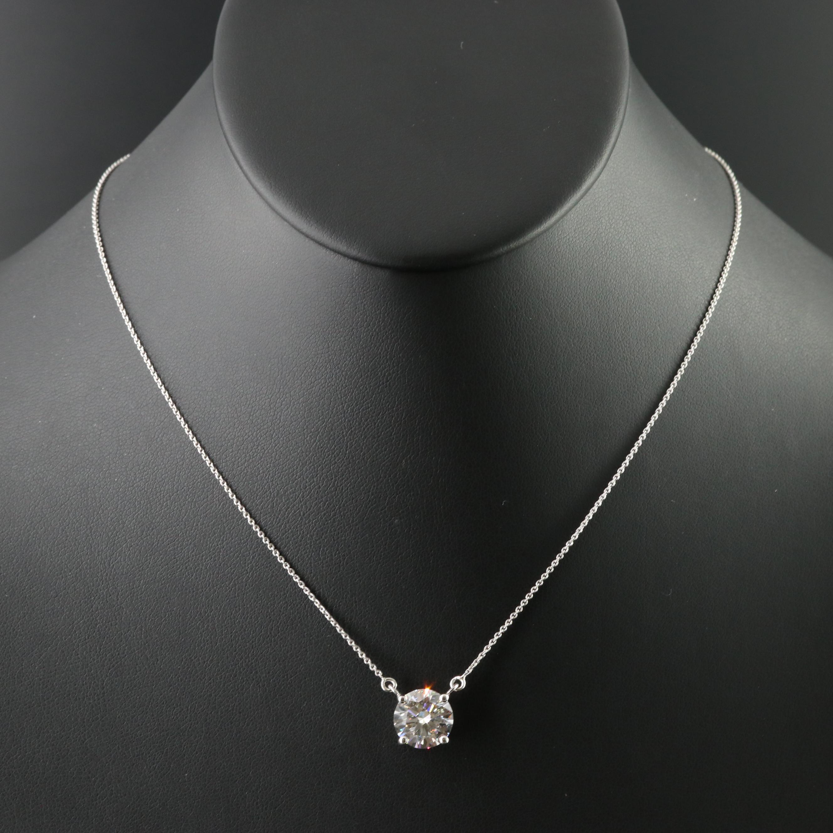 Platinum 3.90 CT Lab Grown Diamond Solitaire Necklace with IGI Report