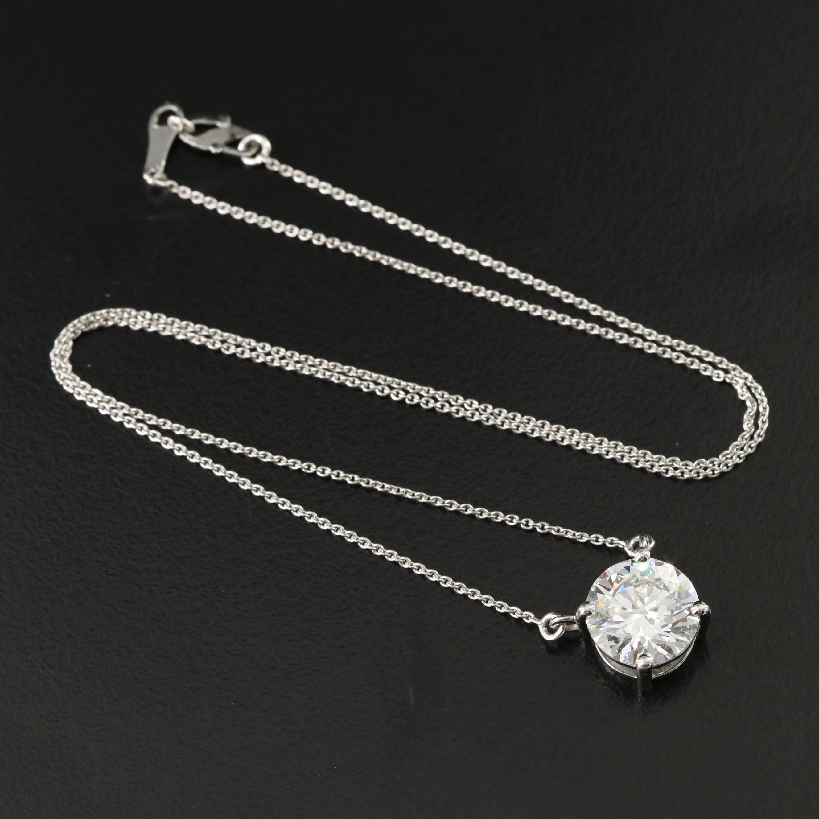 Platinum 3.90 CT Lab Grown Diamond Solitaire Necklace with IGI Report
