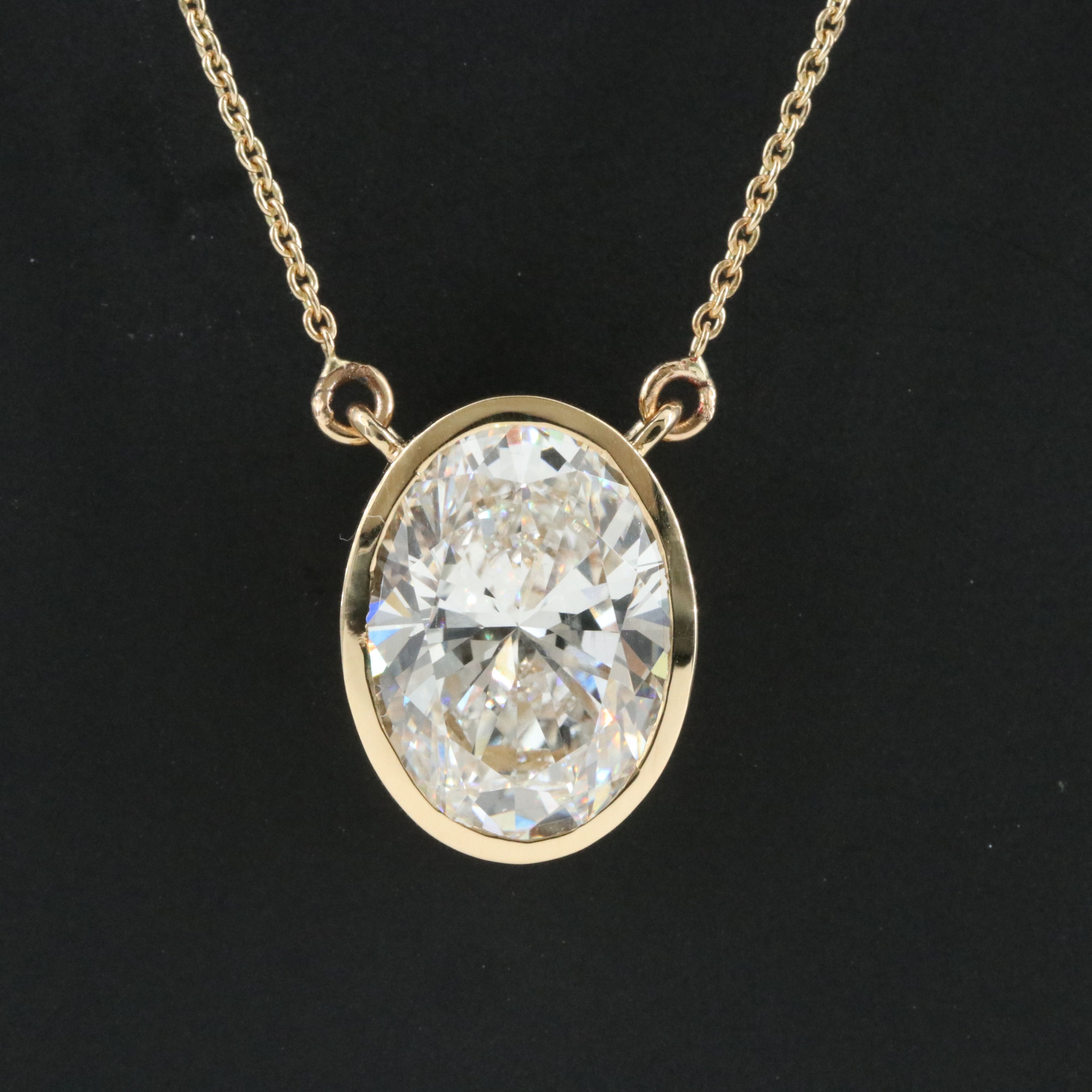 18K 5.03 CT Lab Grown Diamond Solitaire Necklace with IGI Report