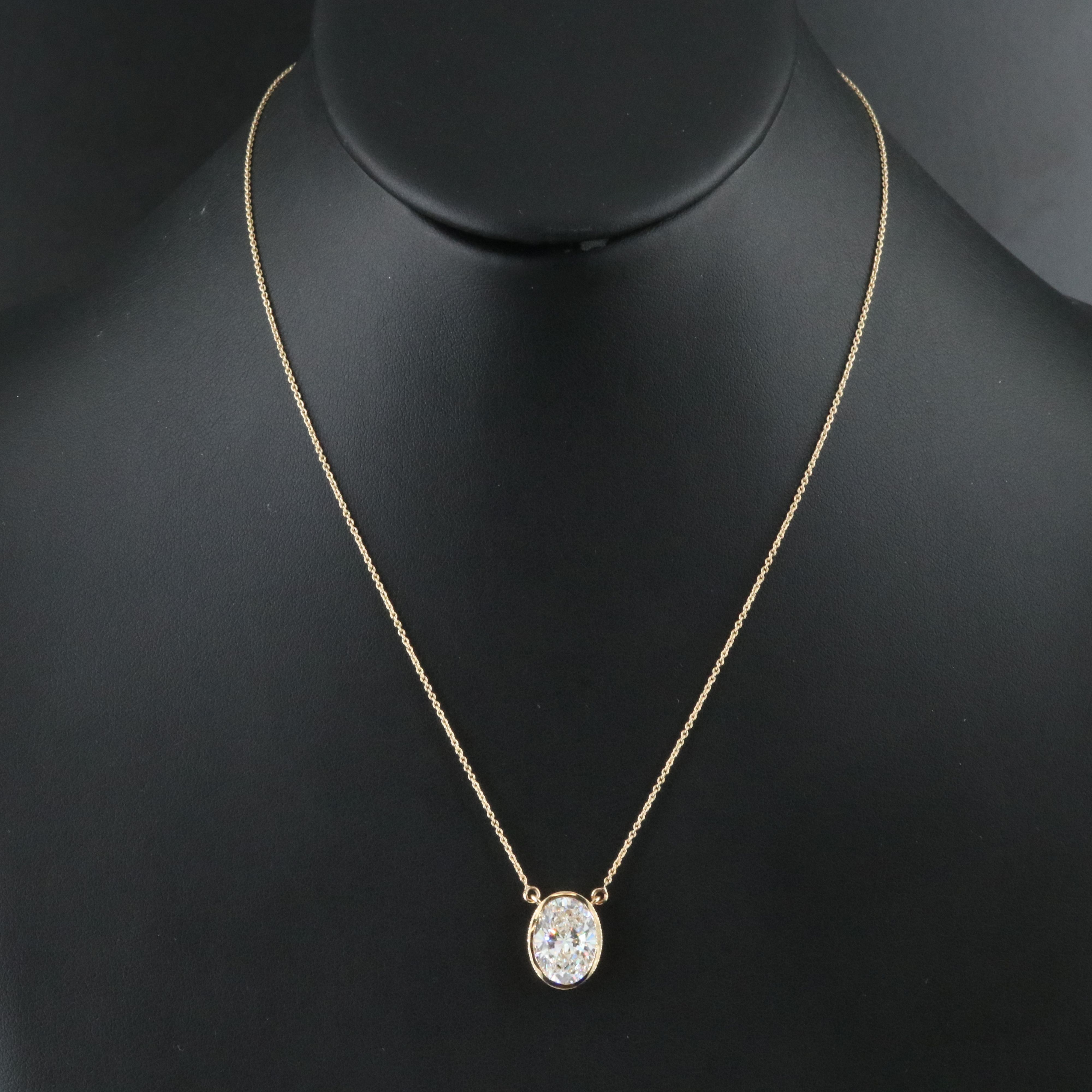 18K 5.03 CT Lab Grown Diamond Solitaire Necklace with IGI Report