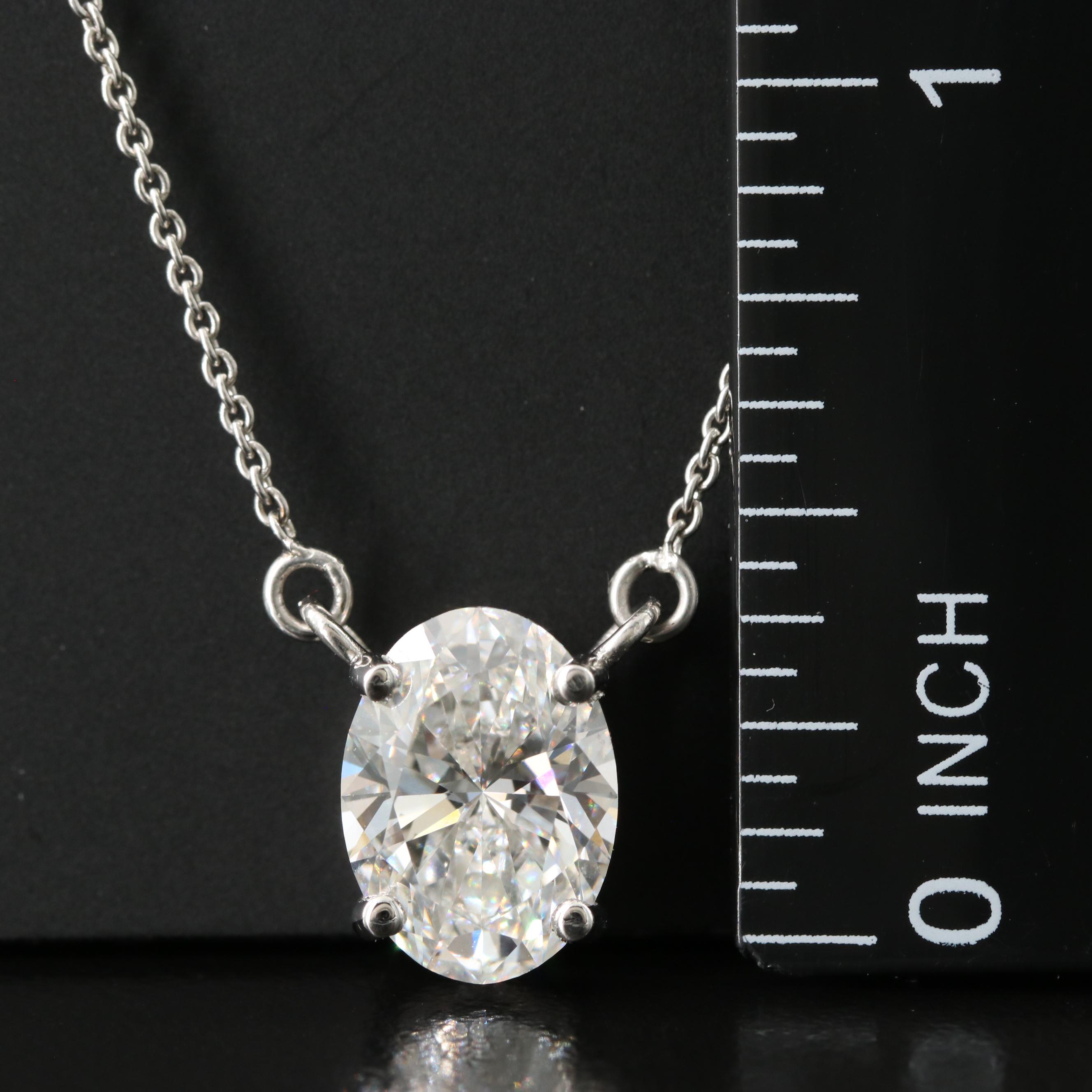 Platinum 3.03 CT Lab Grown Diamond Solitaire Necklace with IGI Report