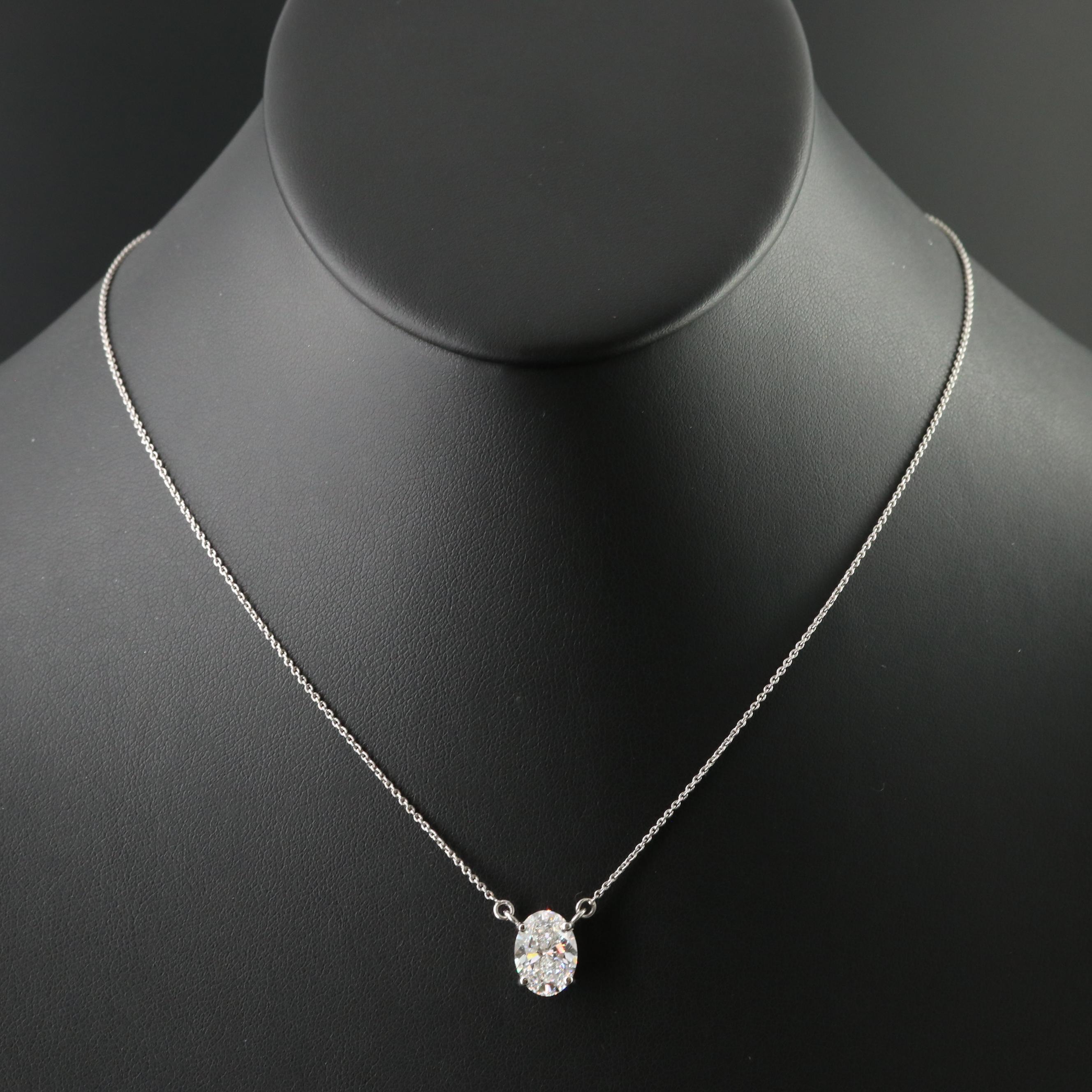Platinum 3.03 CT Lab Grown Diamond Solitaire Necklace with IGI Report