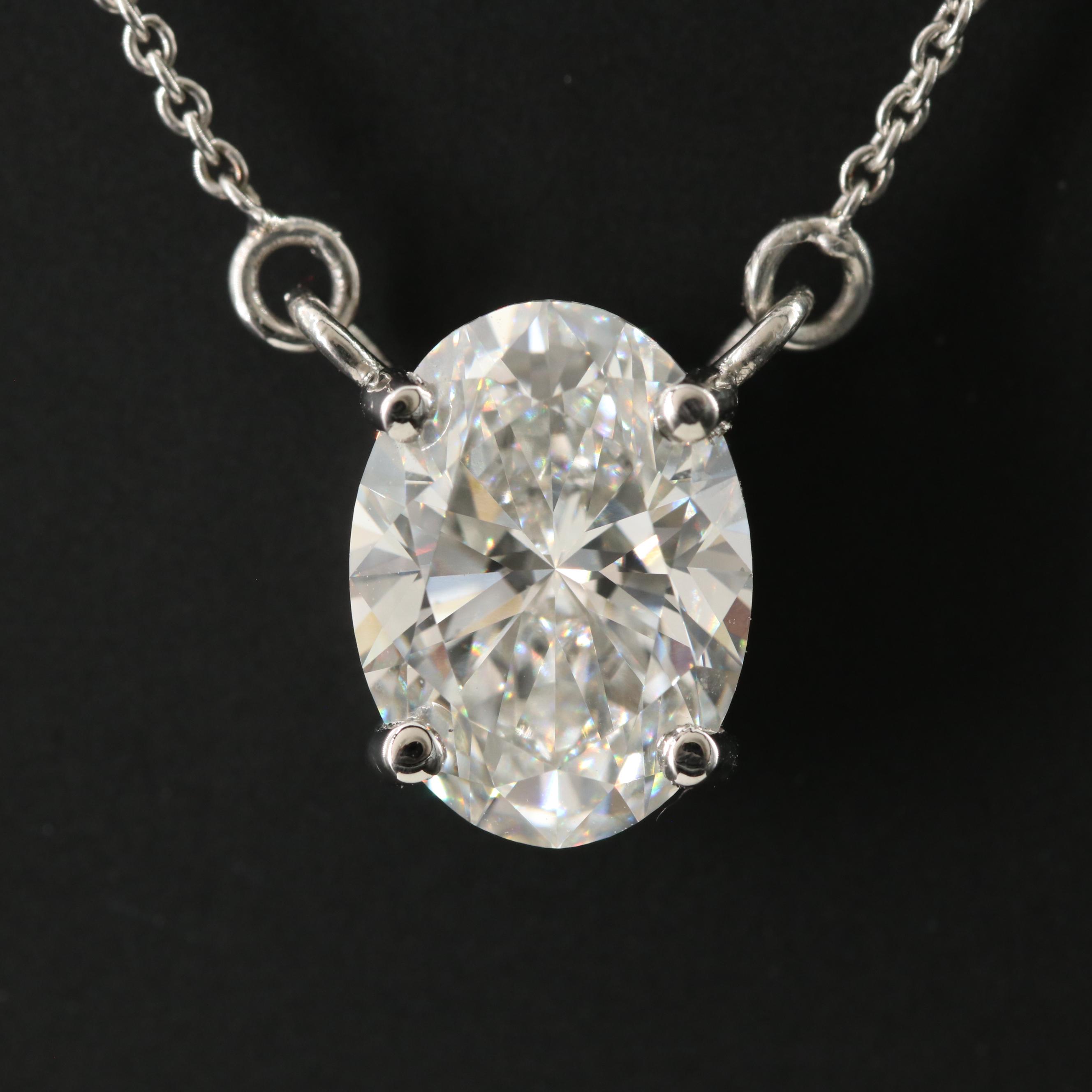 Platinum 3.03 CT Lab Grown Diamond Solitaire Necklace with IGI Report