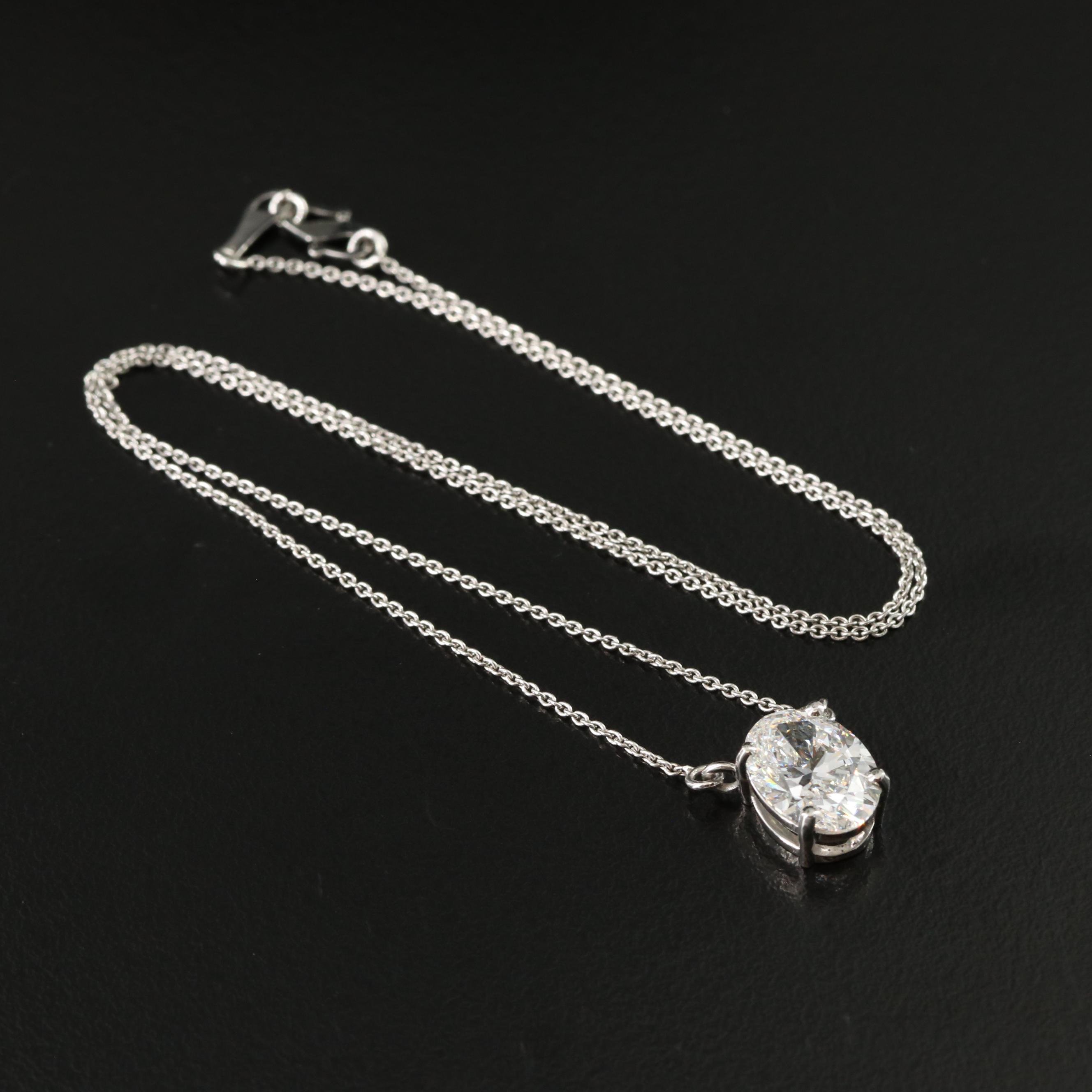 Platinum 3.03 CT Lab Grown Diamond Solitaire Necklace with IGI Report
