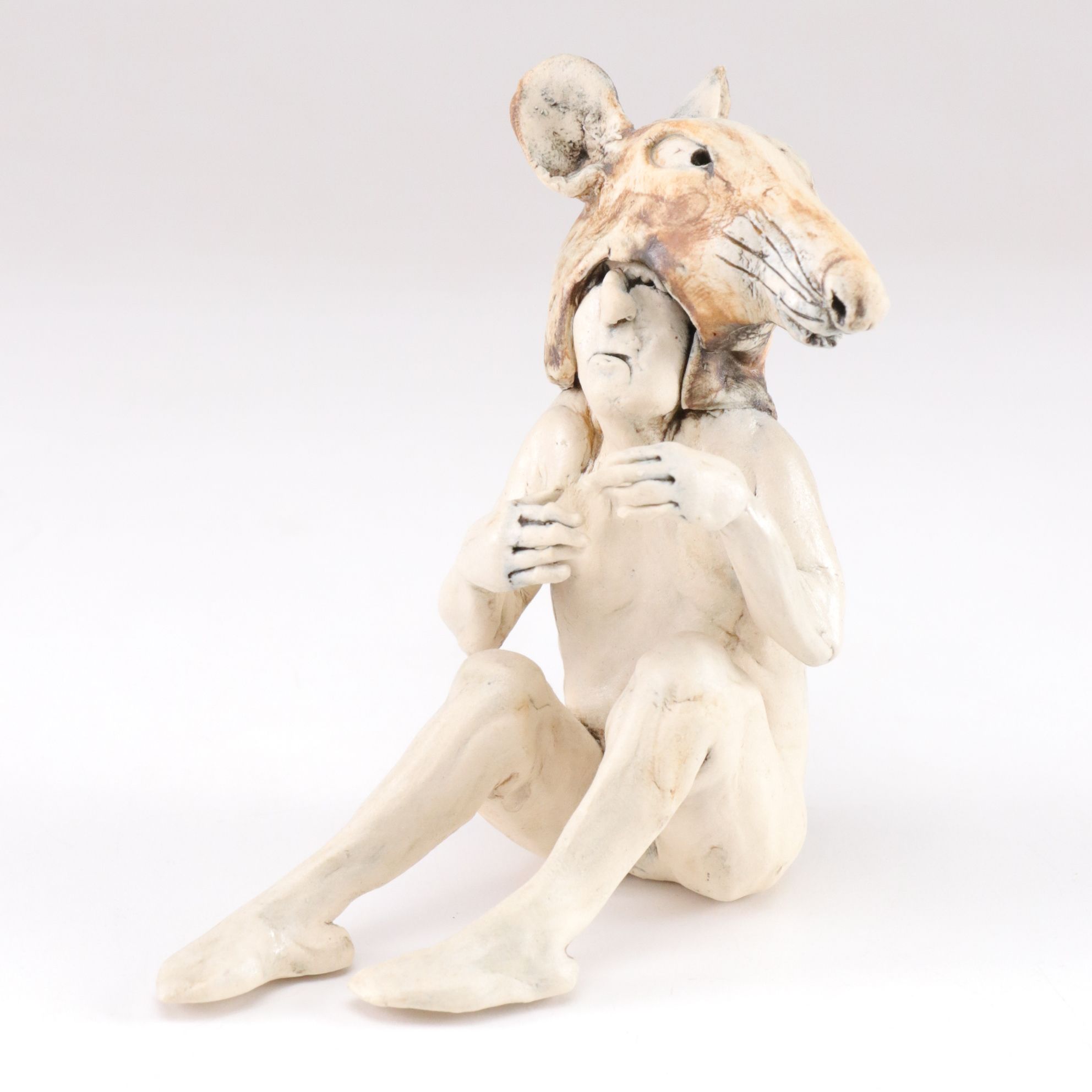 Aggie Zed Ceramic Sculpture "Rat Costume Man"