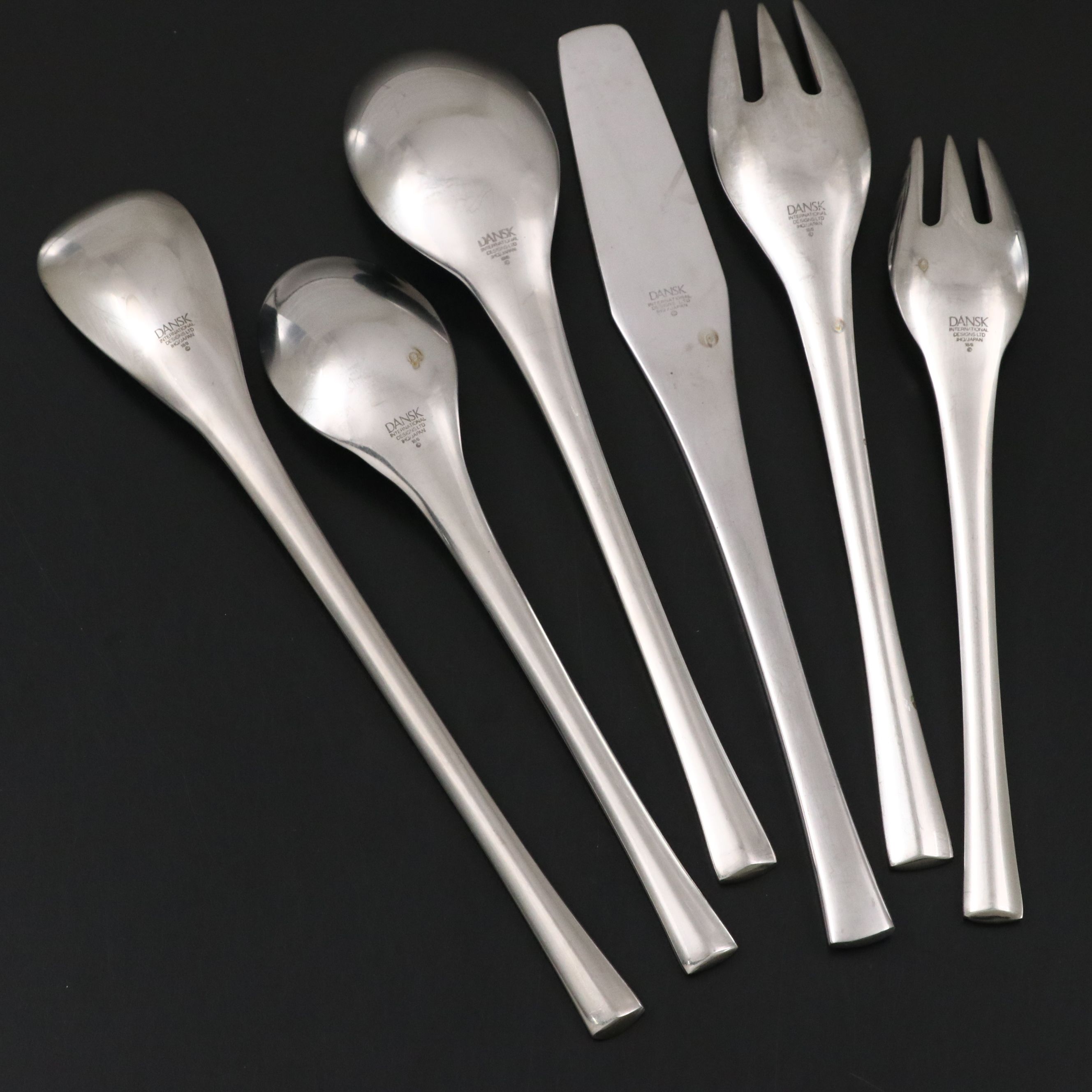 Dansk "Odin" Stainless Flatware with Silver Plate Pitcher and Others