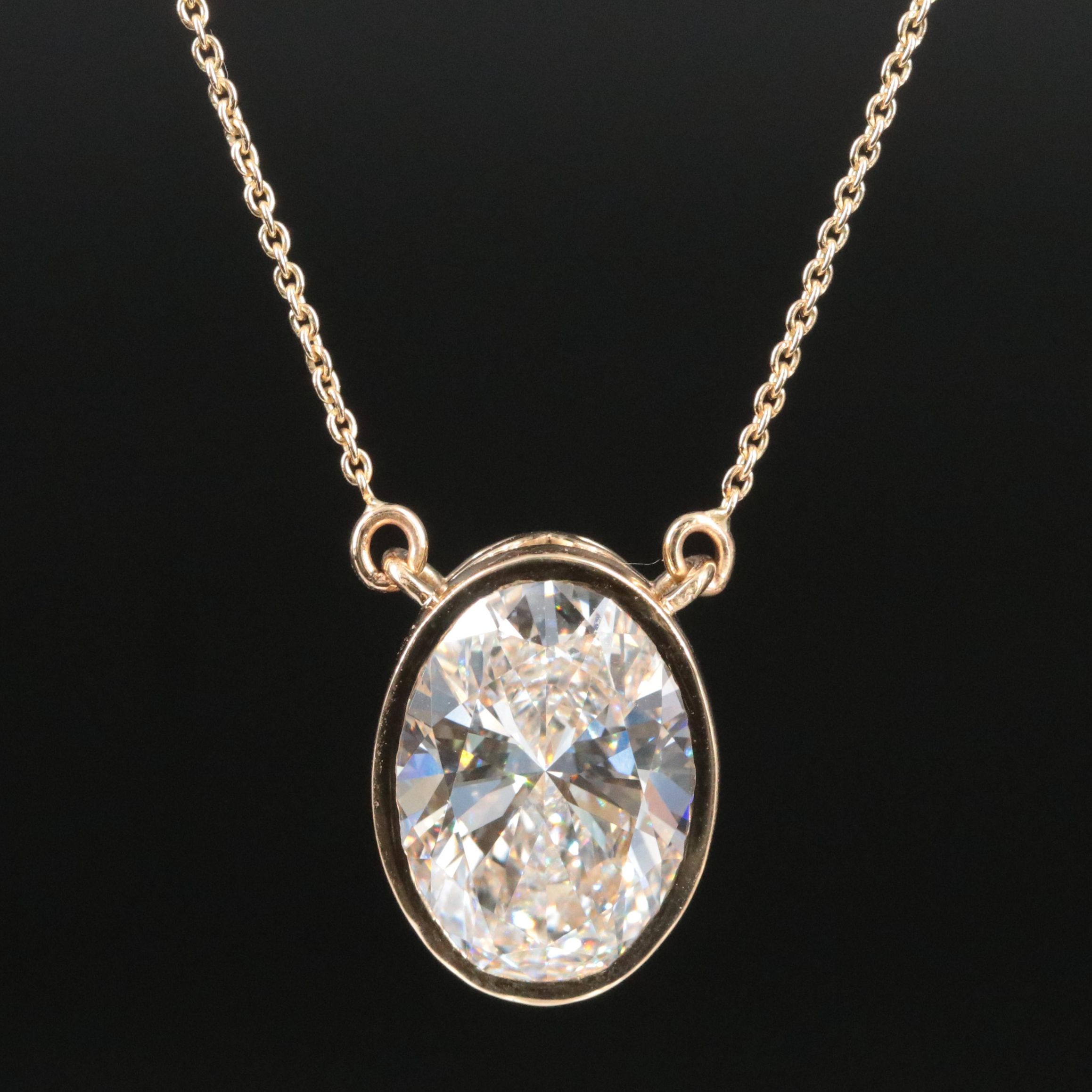 18K 5.77 CT Lab Grown Diamond Solitaire Necklace with IGI Report