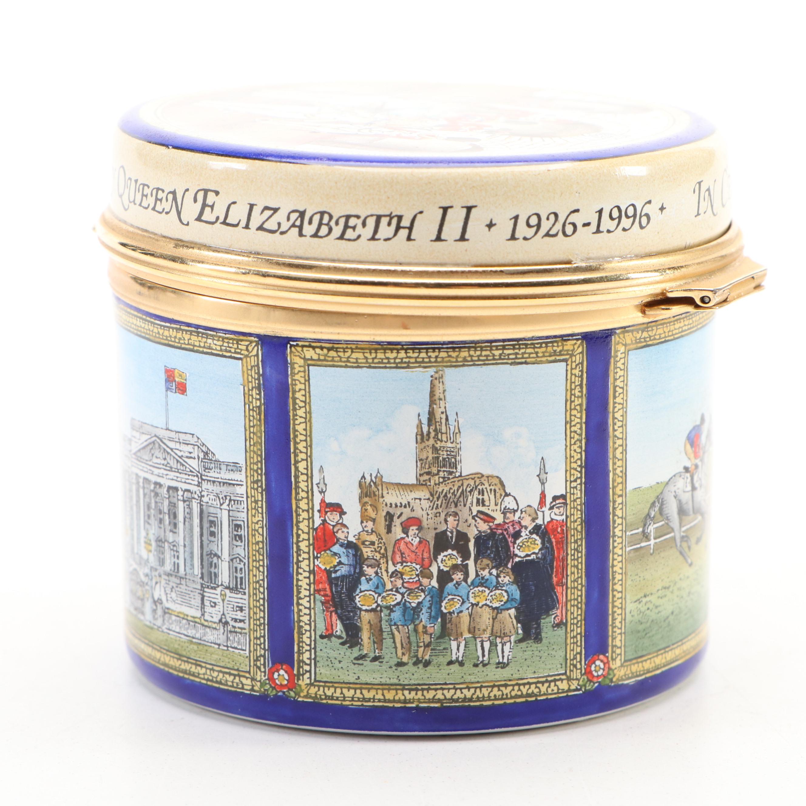 Limited Edition Halcyon Days Queen Elizabeth II Commemorative Enamel Hinged Box