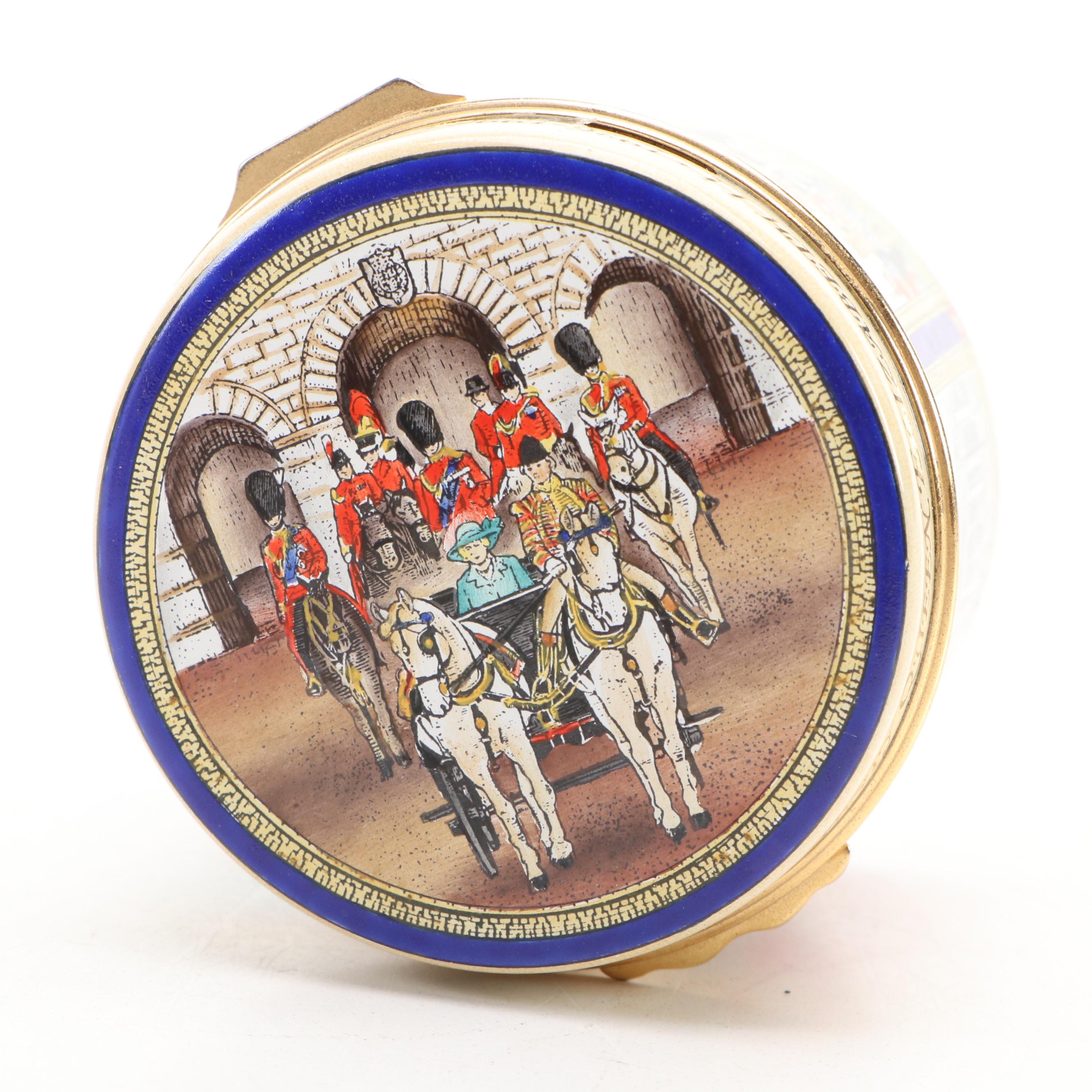 Limited Edition Halcyon Days Queen Elizabeth II Commemorative Enamel Hinged Box