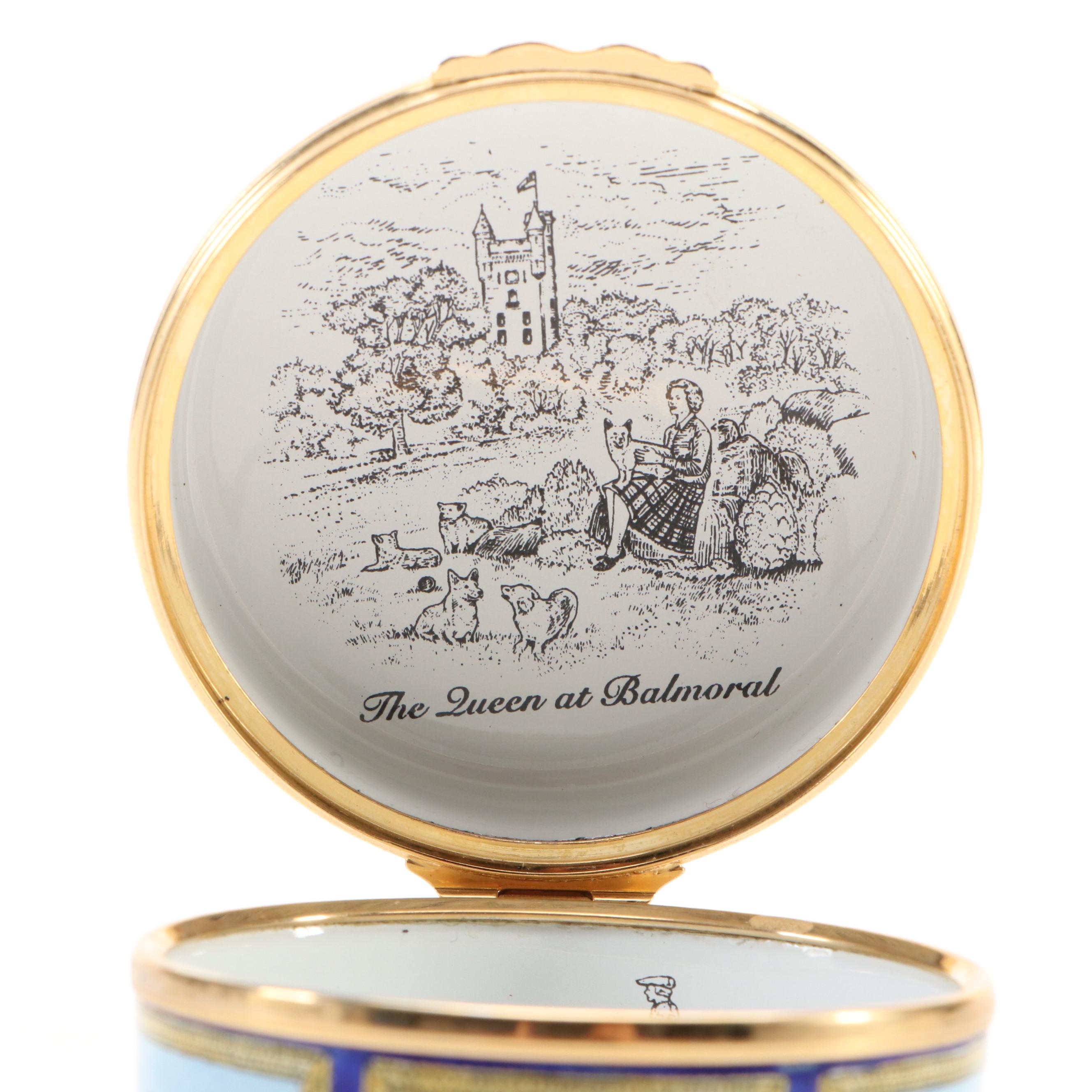 Limited Edition Halcyon Days Queen Elizabeth II Commemorative Enamel Hinged Box