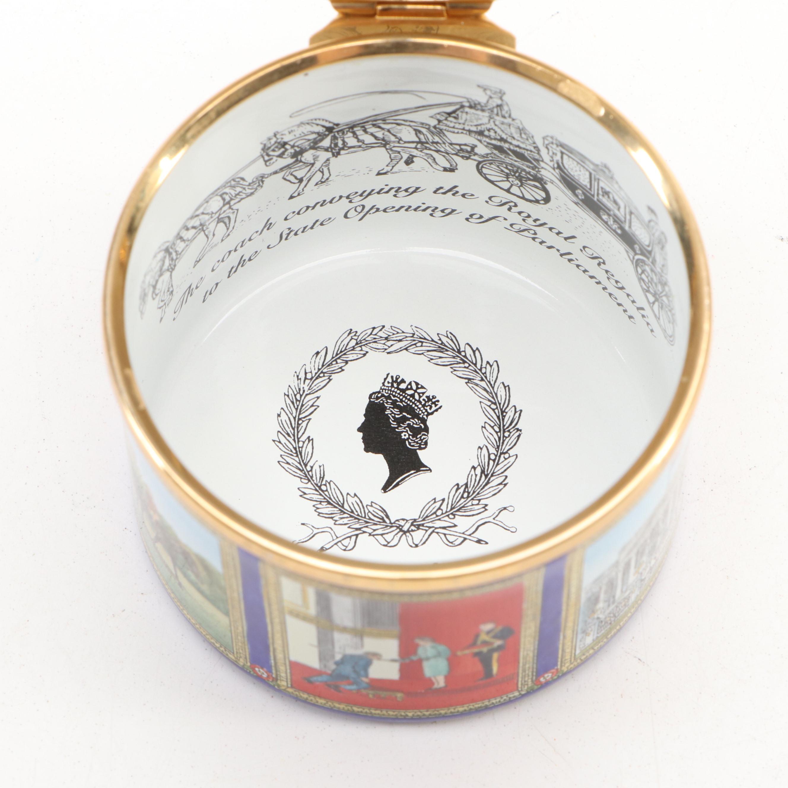 Limited Edition Halcyon Days Queen Elizabeth II Commemorative Enamel Hinged Box