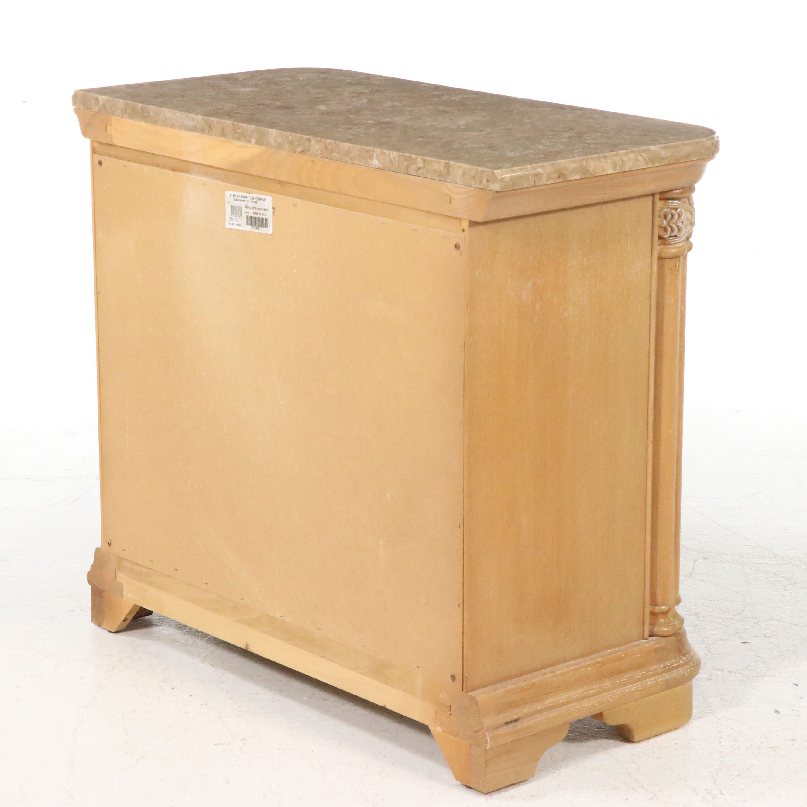 Pair of Stanley Furniture French Regency Style Marble Top Wood Nightstands