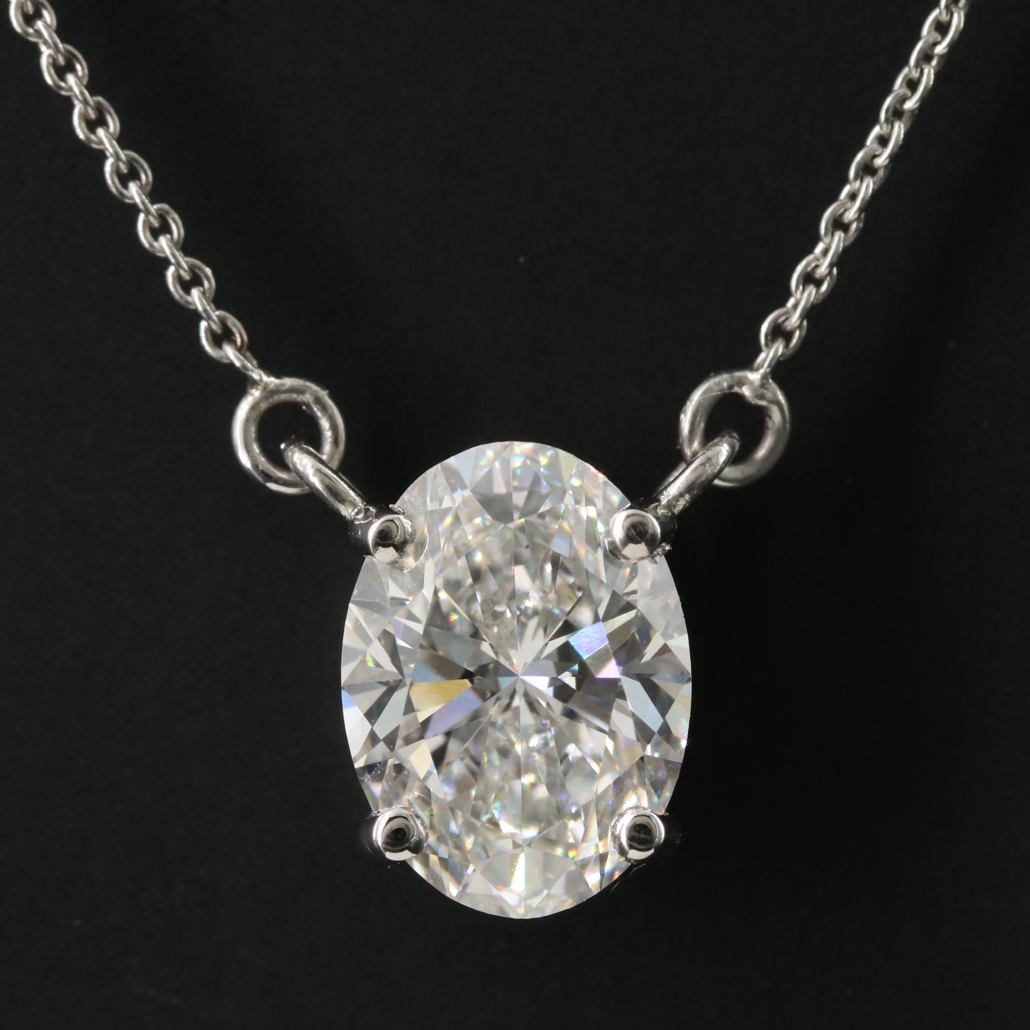 Platinum 3.03 CT Lab Grown Diamond Solitaire Necklace with IGI Report