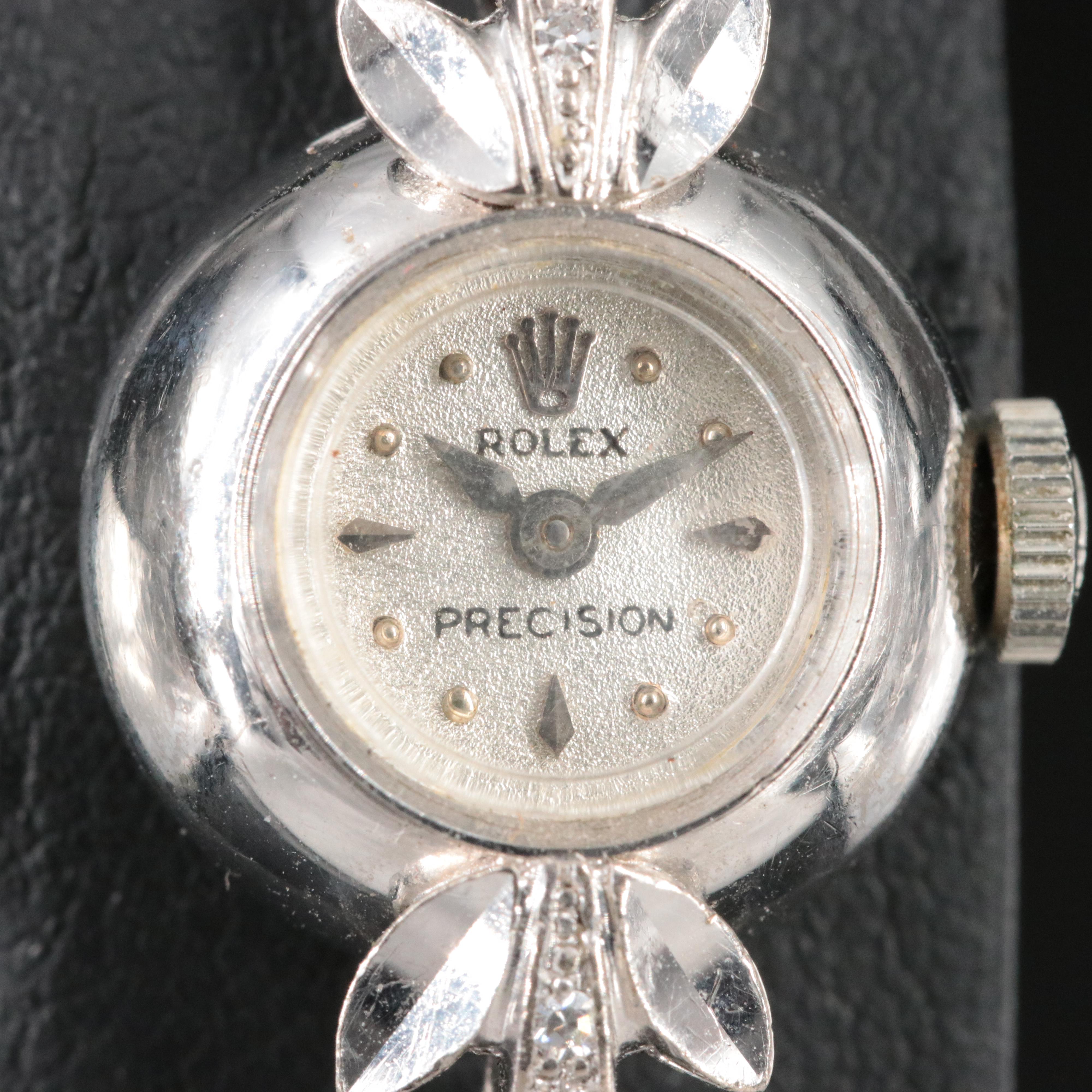 18K Vintage Rolex Precision Diamond Stem Wind Watch
