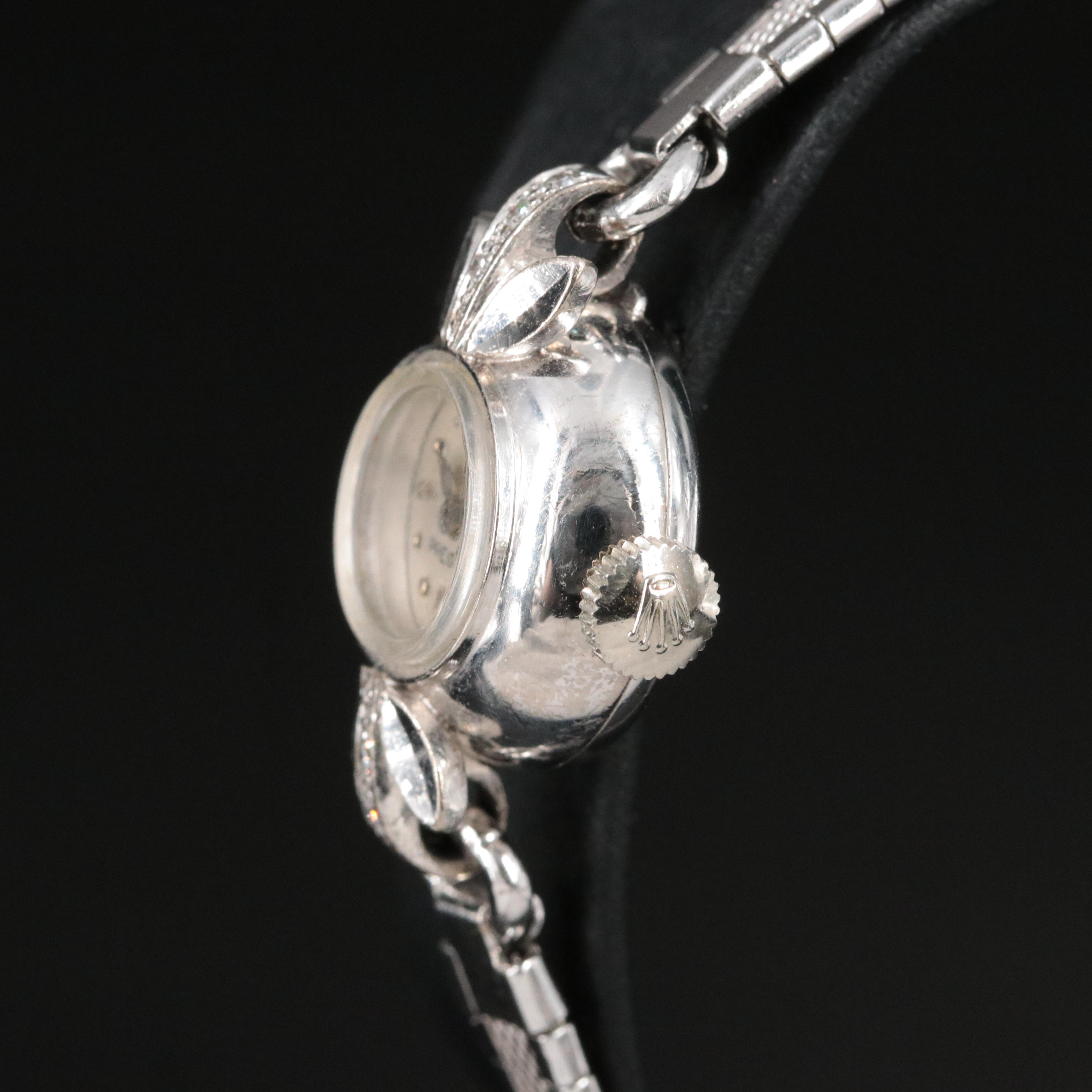 18K Vintage Rolex Precision Diamond Stem Wind Watch