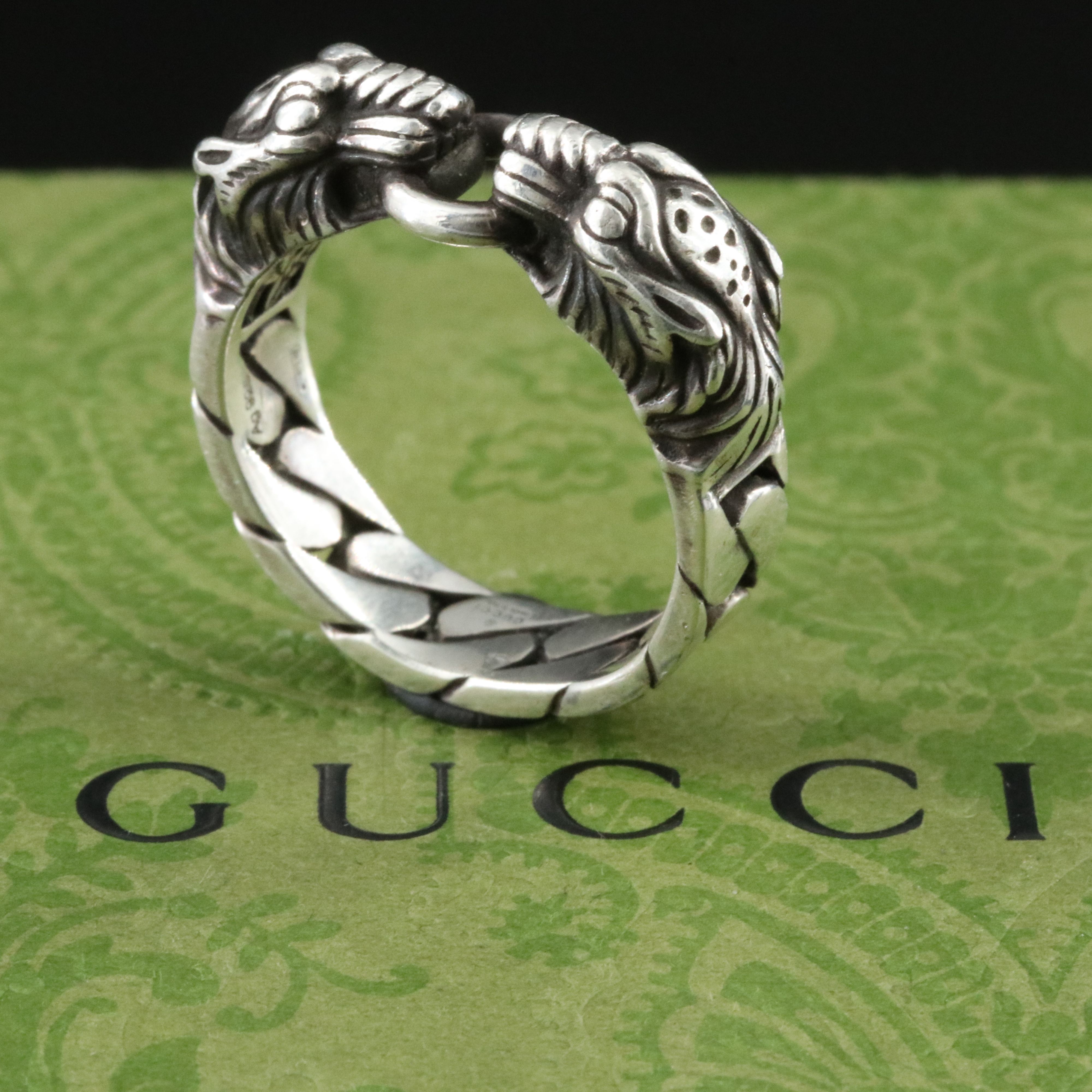 Gucci Sterling Double Tiger Head Ring