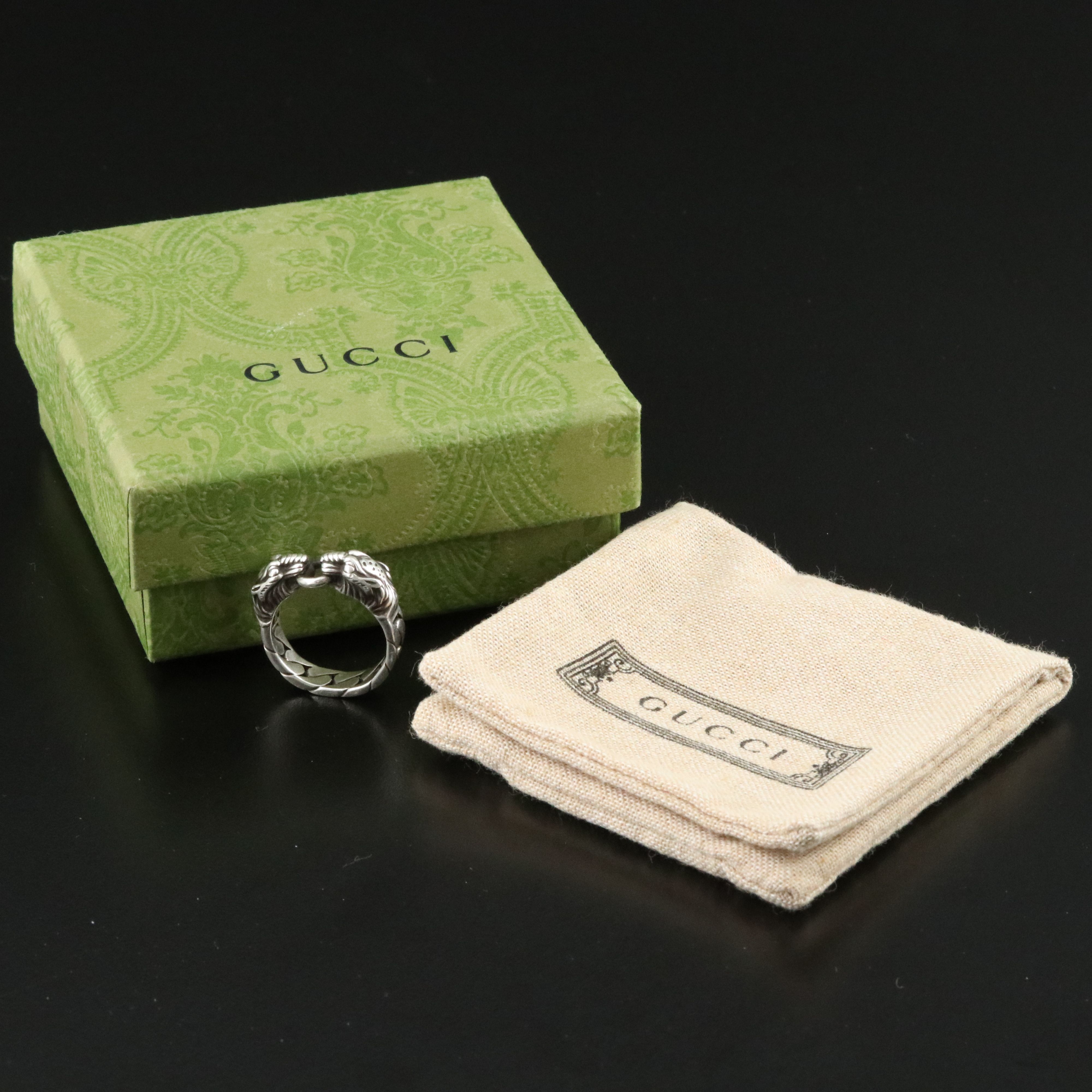 Gucci Sterling Double Tiger Head Ring