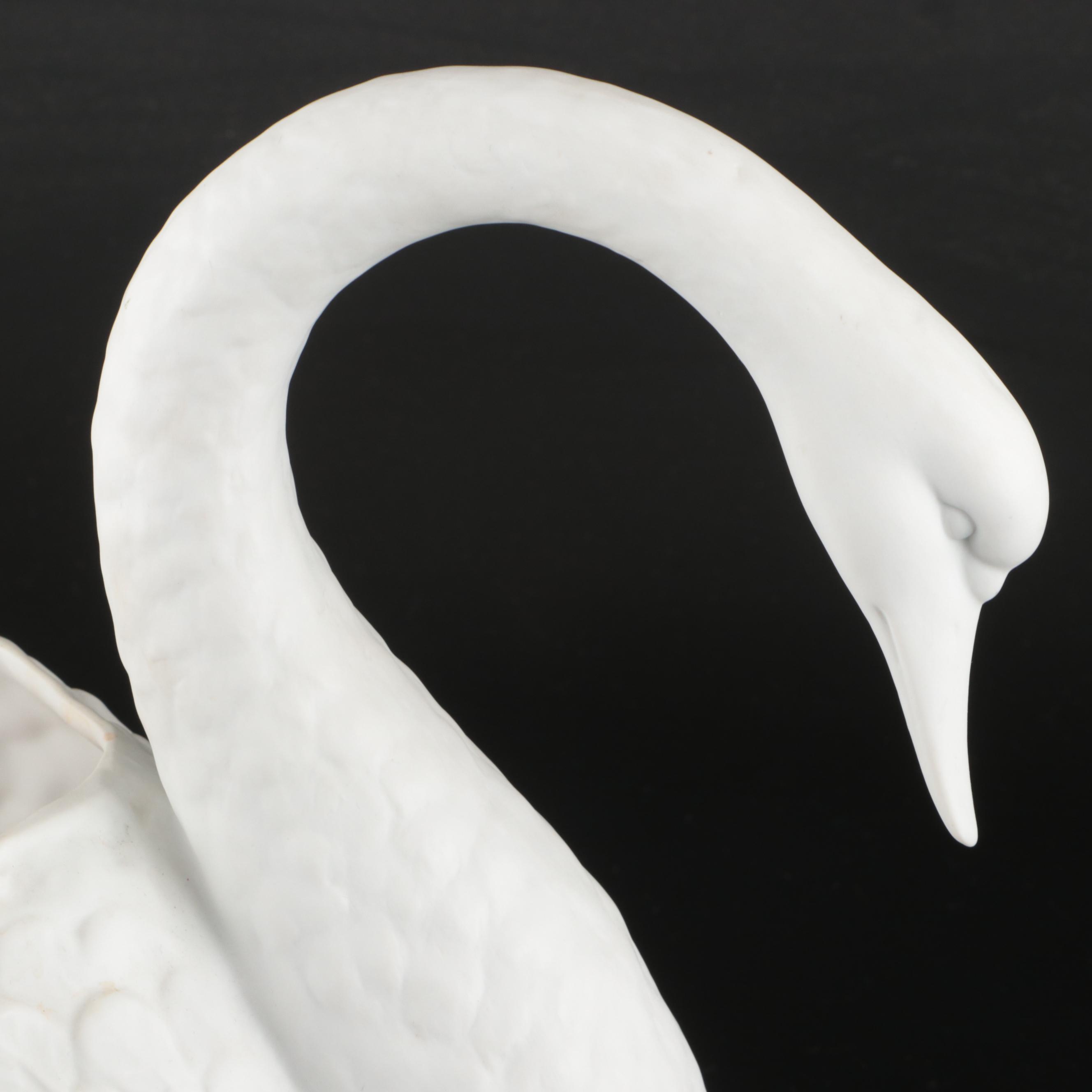 Vista Alegre Bisque Porcelain Swan-Shaped Planter