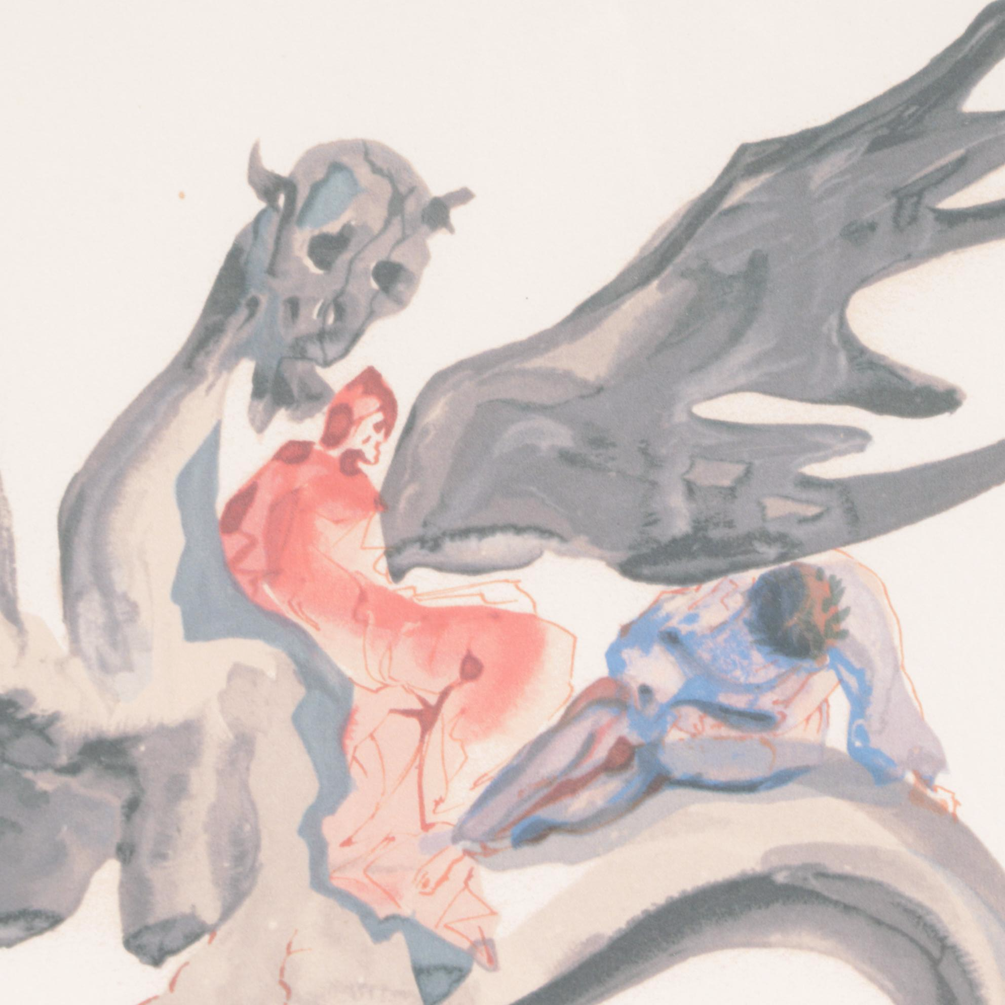 Giclée after Salvador Dalí of "Les Usuriers" from the Divine Comedy