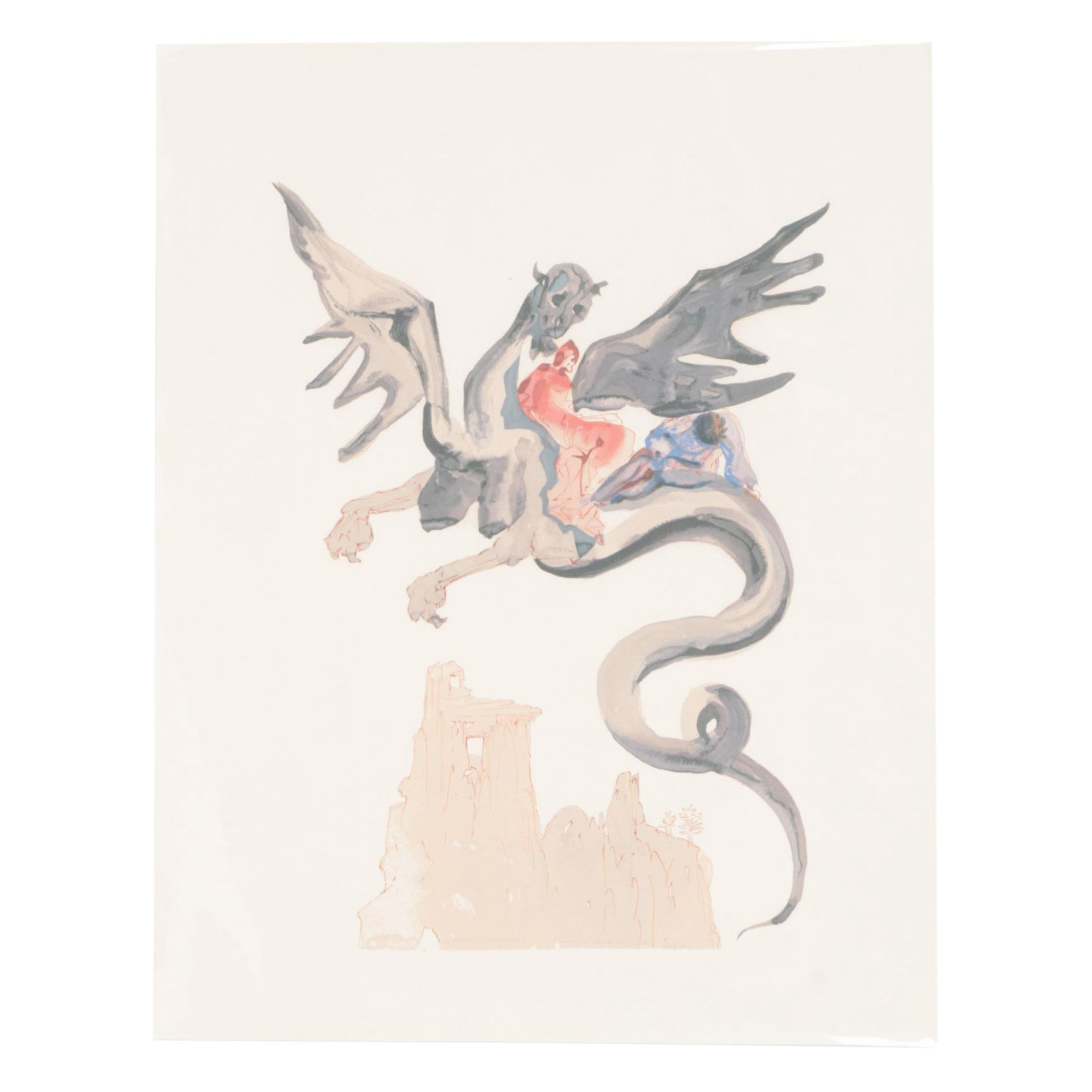 Giclée after Salvador Dalí of "Les Usuriers" from the Divine Comedy