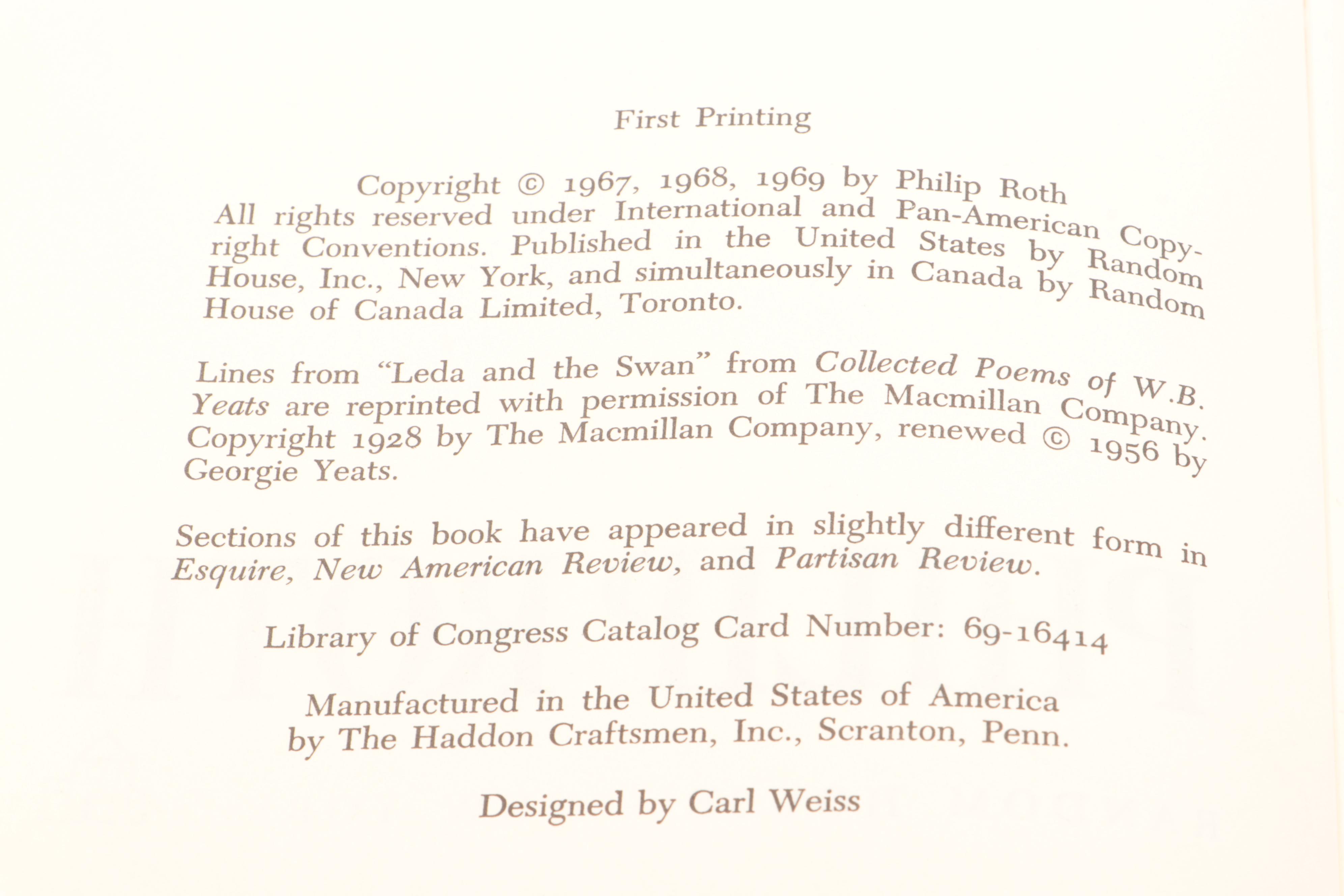 First Edition "Portnoy's Complaint" by Philip Roth and More