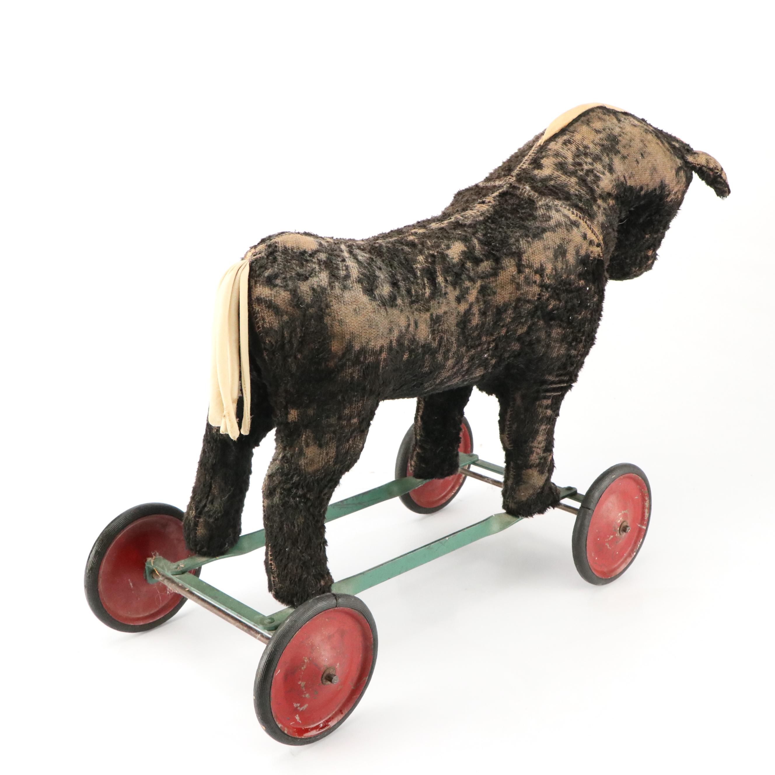 Steiff Plush Horse on Wheels Pull Toy