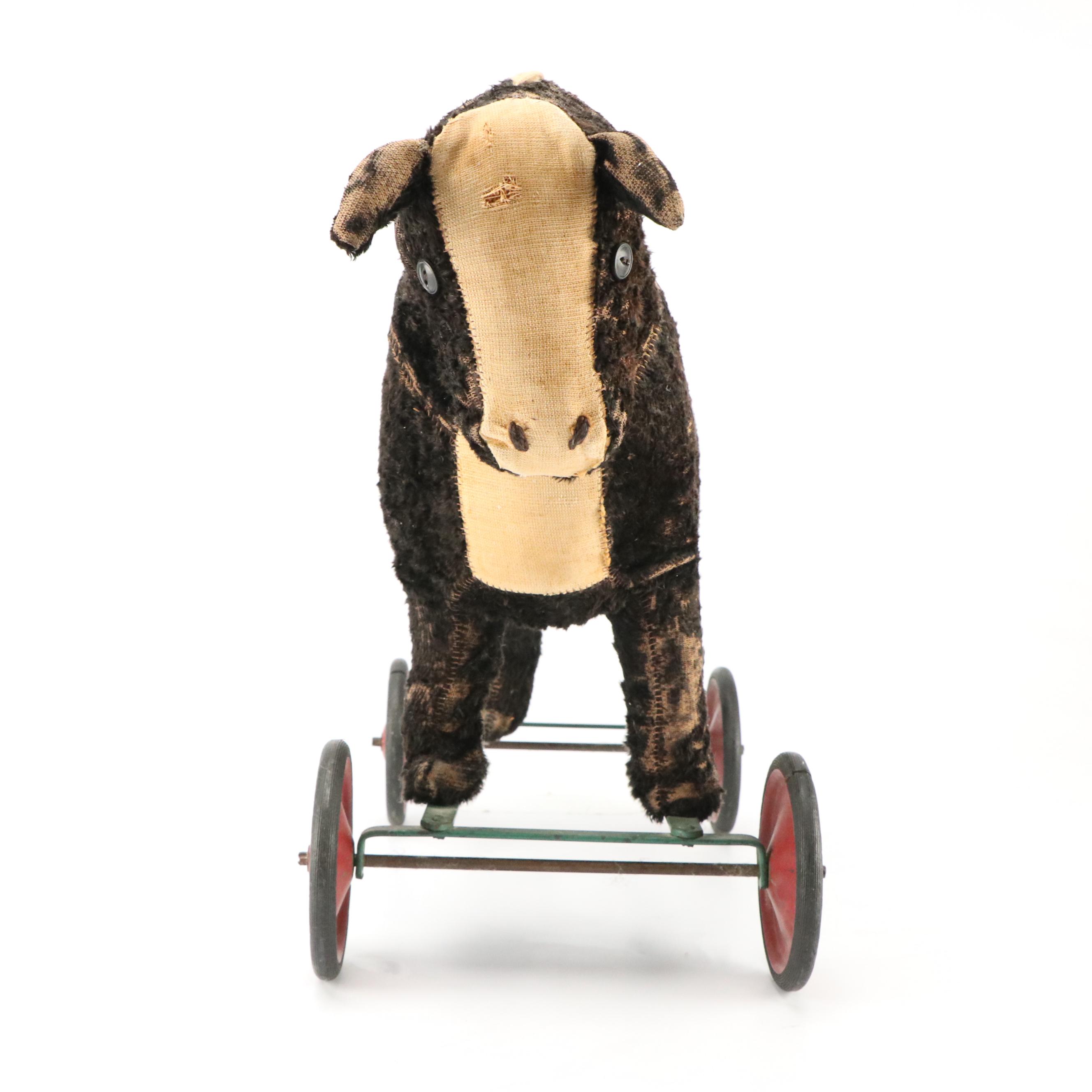 Steiff Plush Horse on Wheels Pull Toy