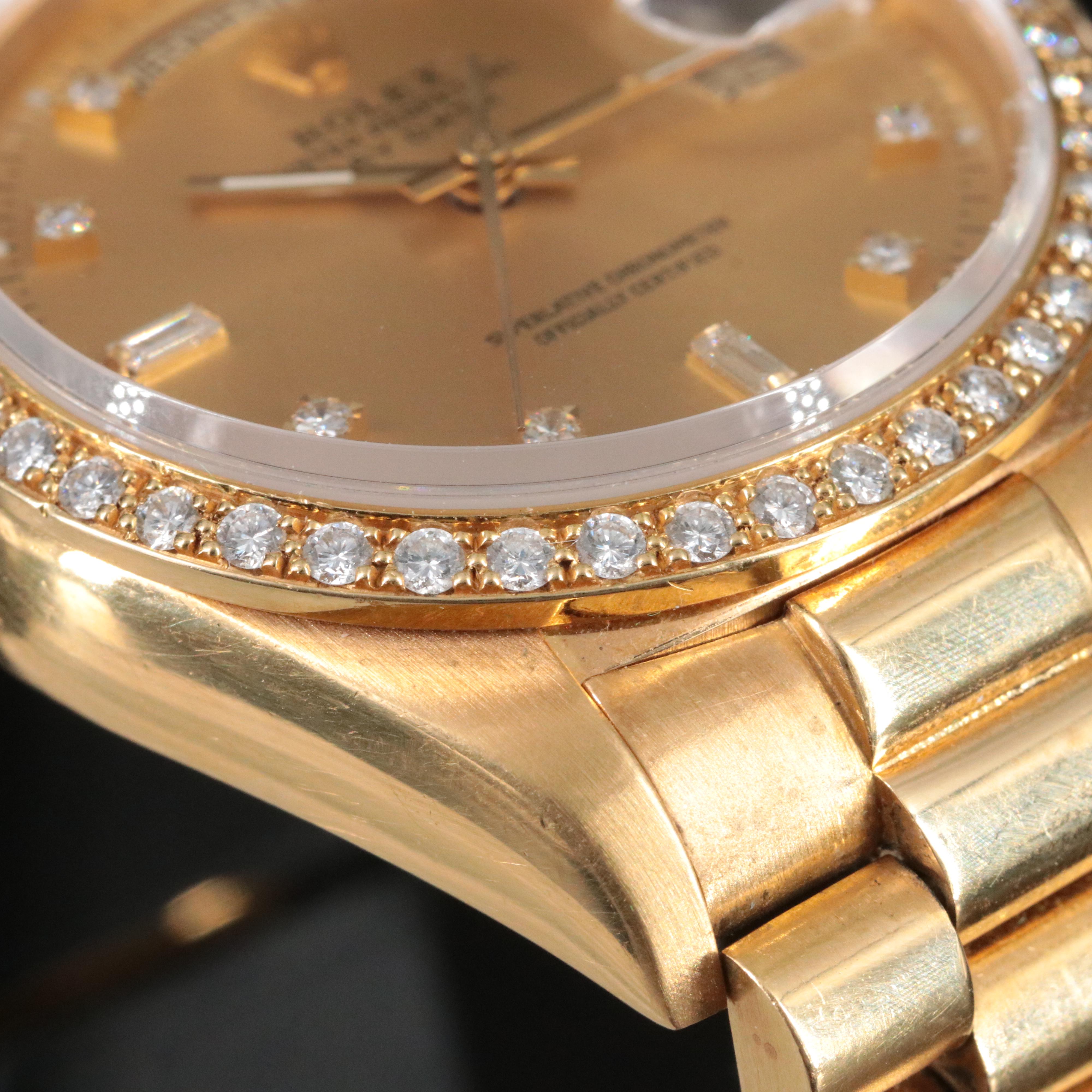 1985 Rolex Day Date Custom Diamond Dial and Bezel President Band Watch