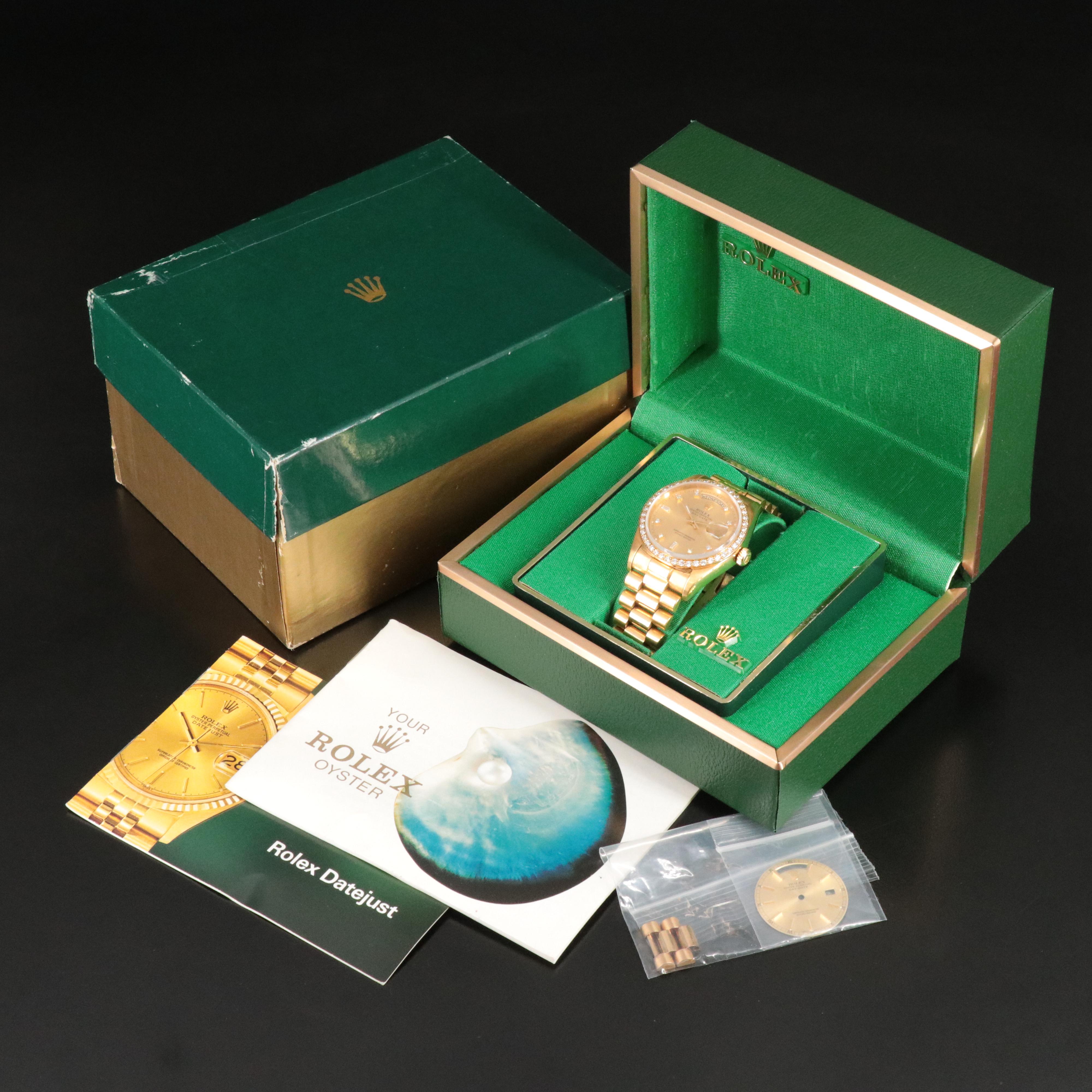 1985 Rolex Day Date Custom Diamond Dial and Bezel President Band Watch