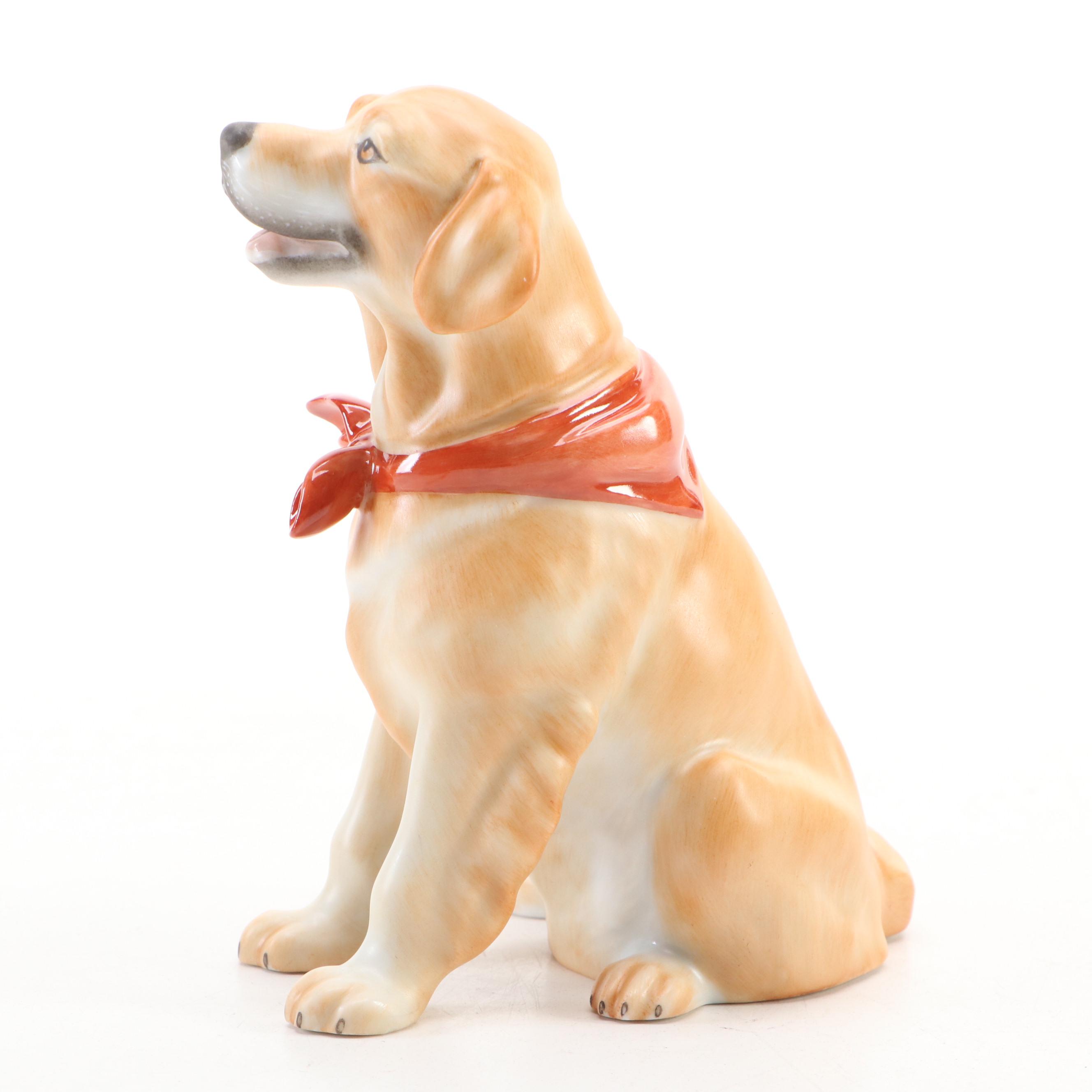 Herend Natural "Golden Retriever" Porcelain Figurine