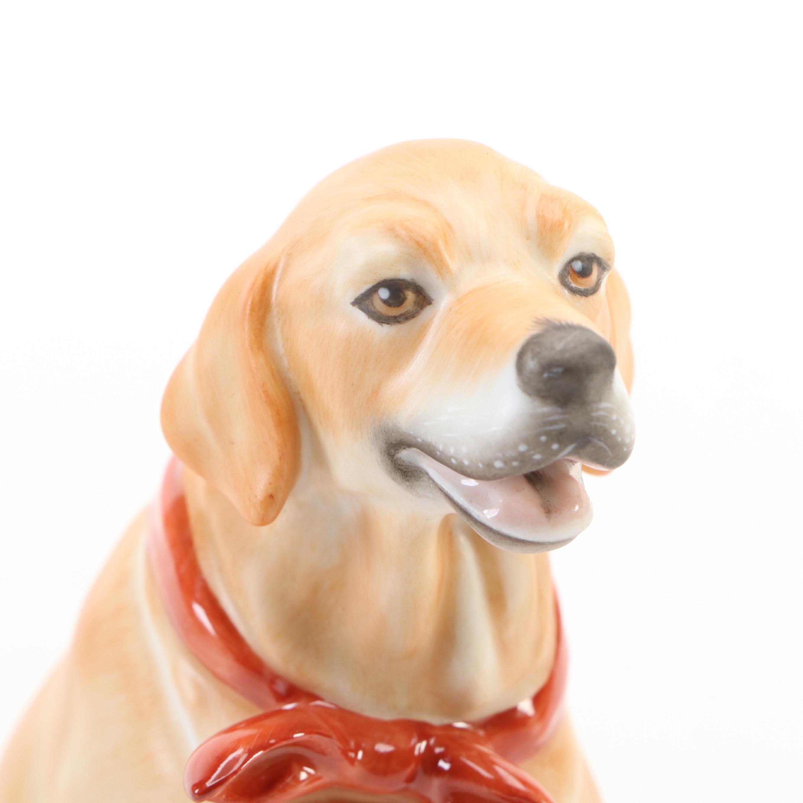 Herend Natural "Golden Retriever" Porcelain Figurine