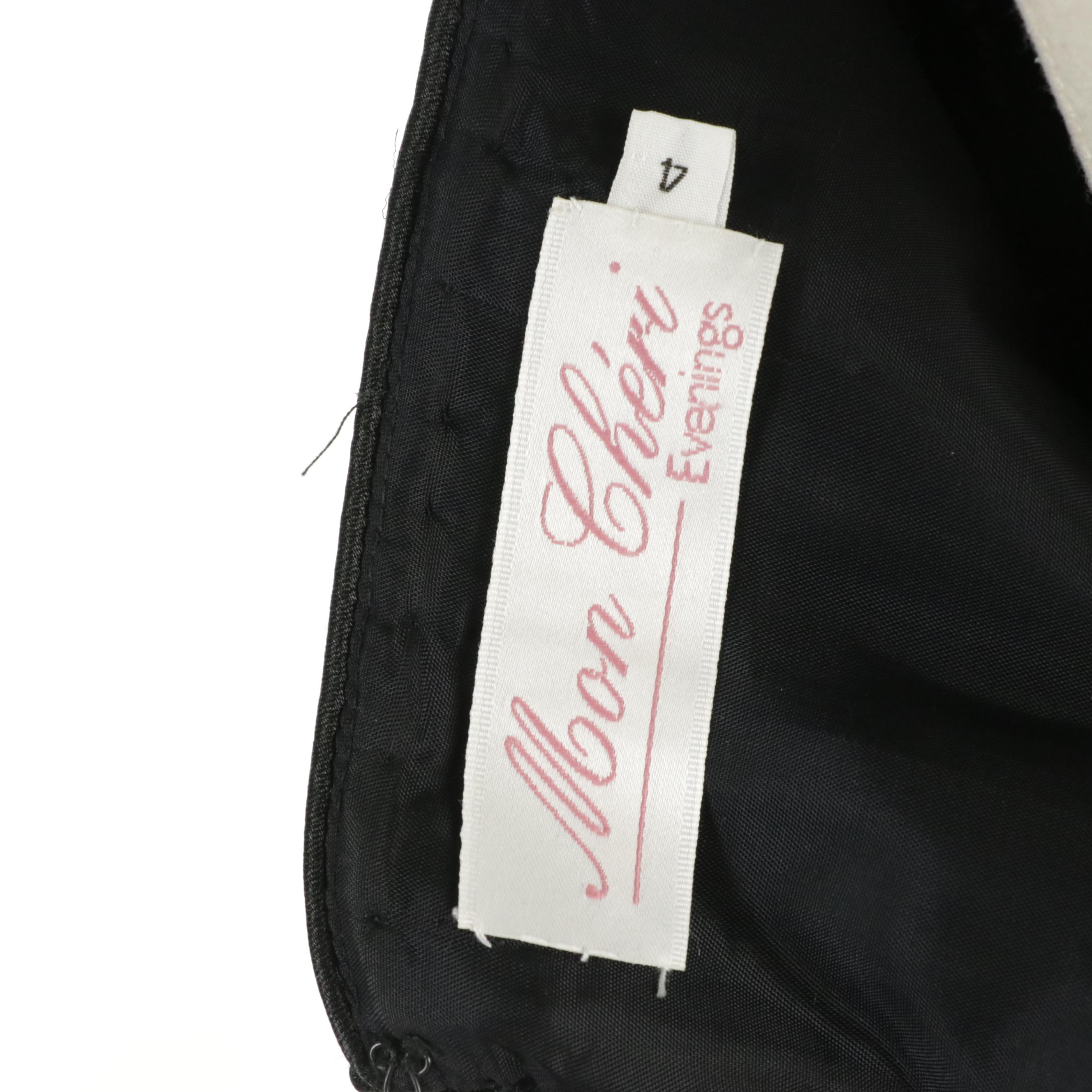 Mon Cherie Evenings Strapless Embellished Hem Flare Dress in Black Polyester