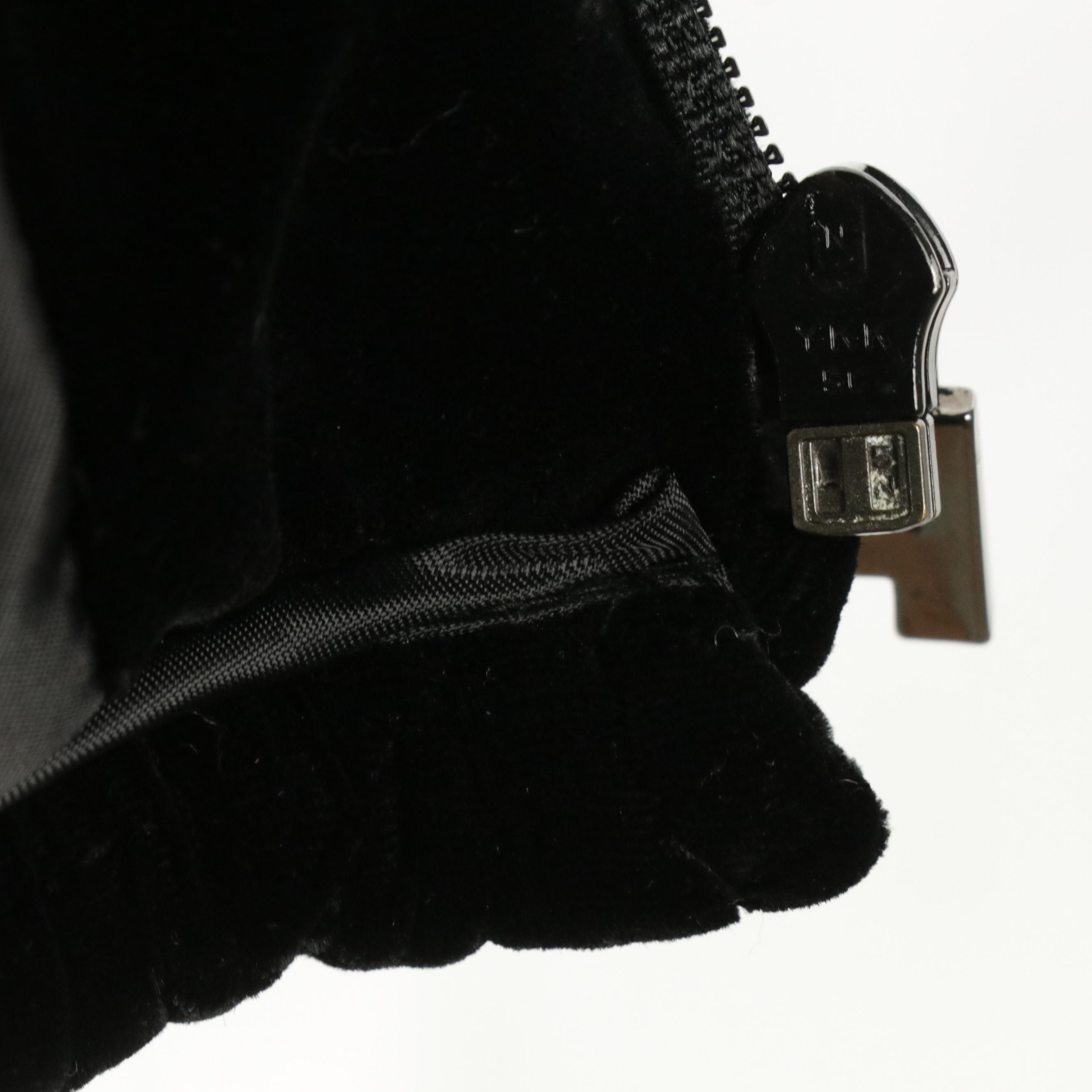 Lauren Ralph Lauren Zipper-Front Coat in Black Diamond-Quilted Velour