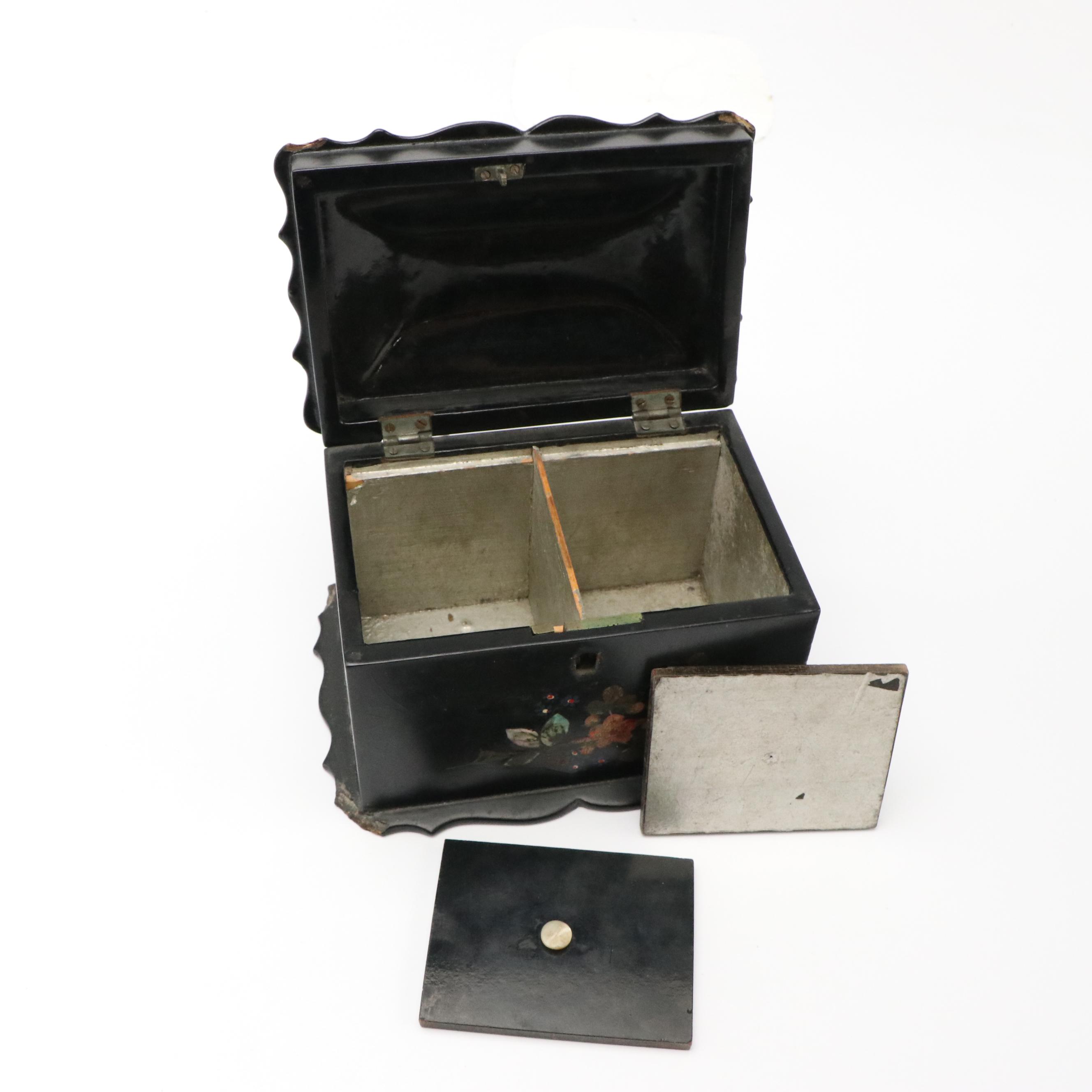 Inlaid Mother-of-Pearl Papier-Mâché Tea Caddy