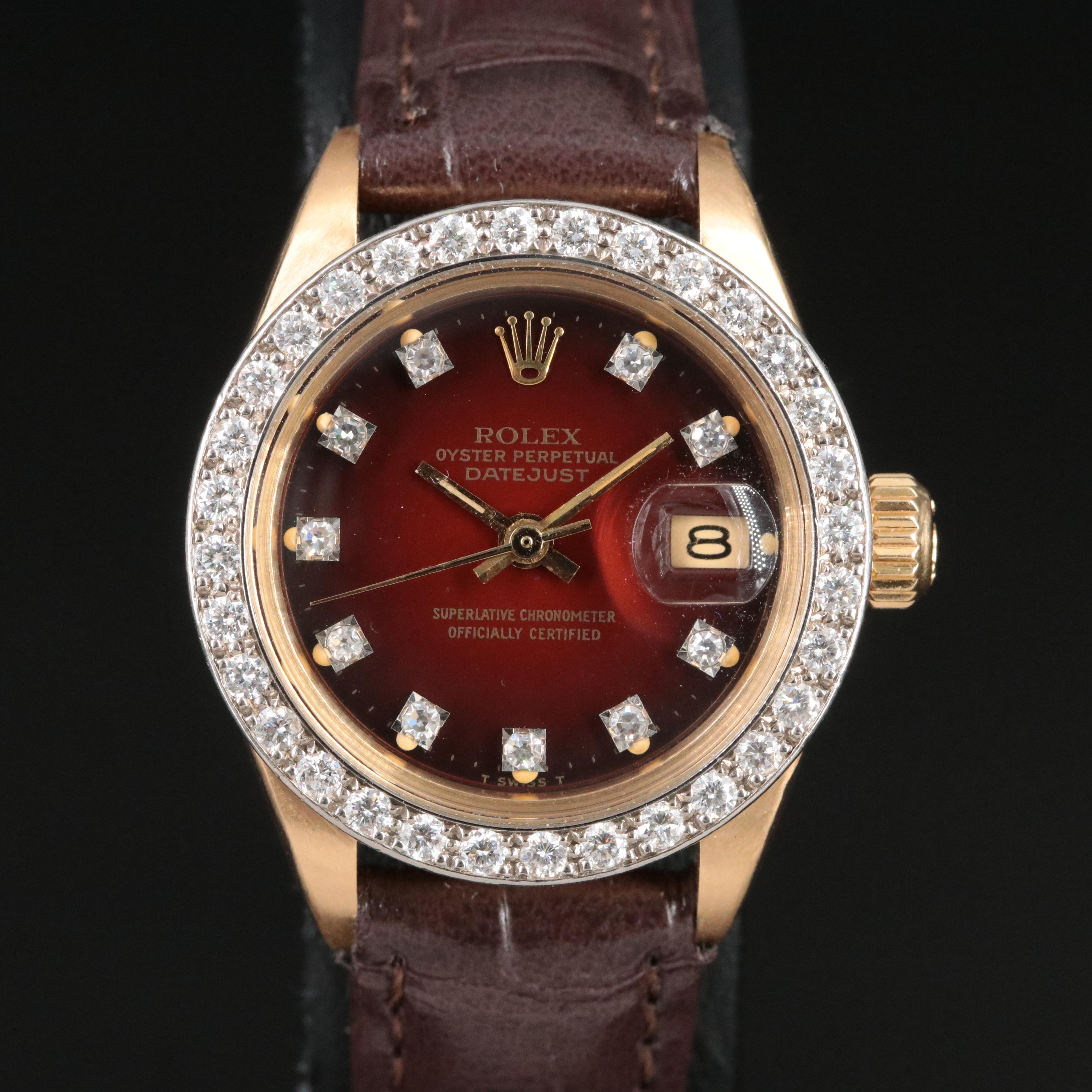 1982 Rolex Custom Diamond Dial and Bezel Datejust Watch