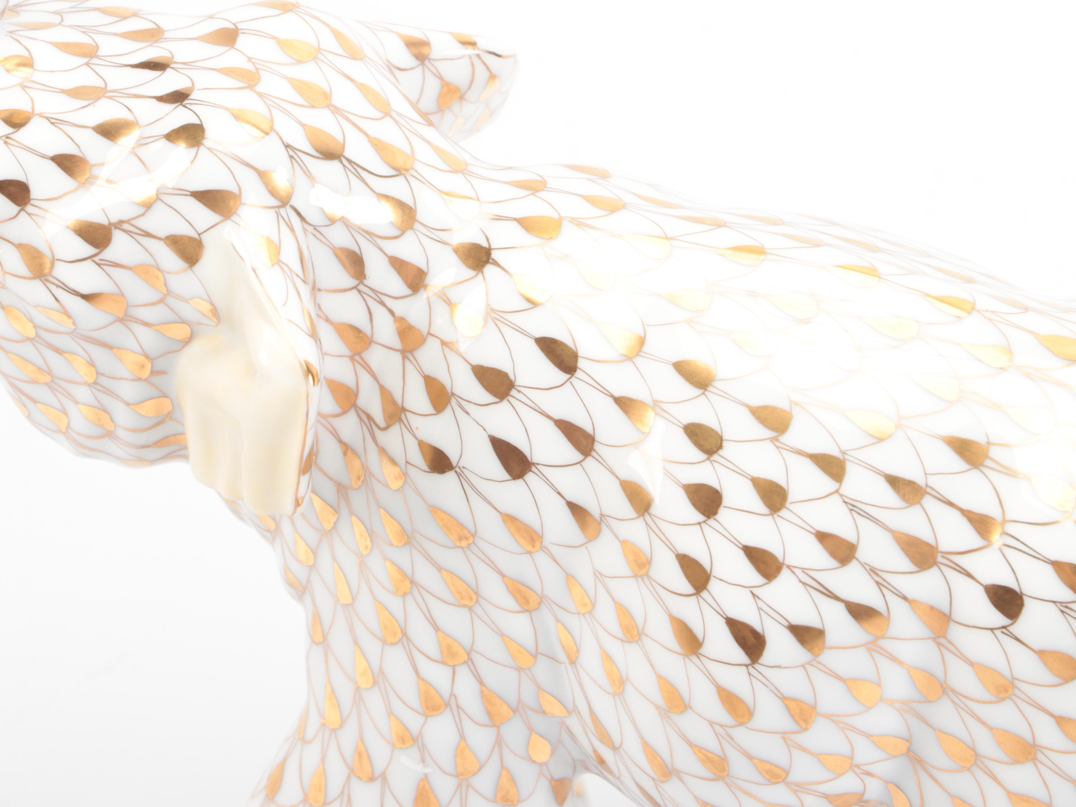 Herend Guild Limited Edition Gold Fishnet "Asian Elephant" Porcelain Figurine