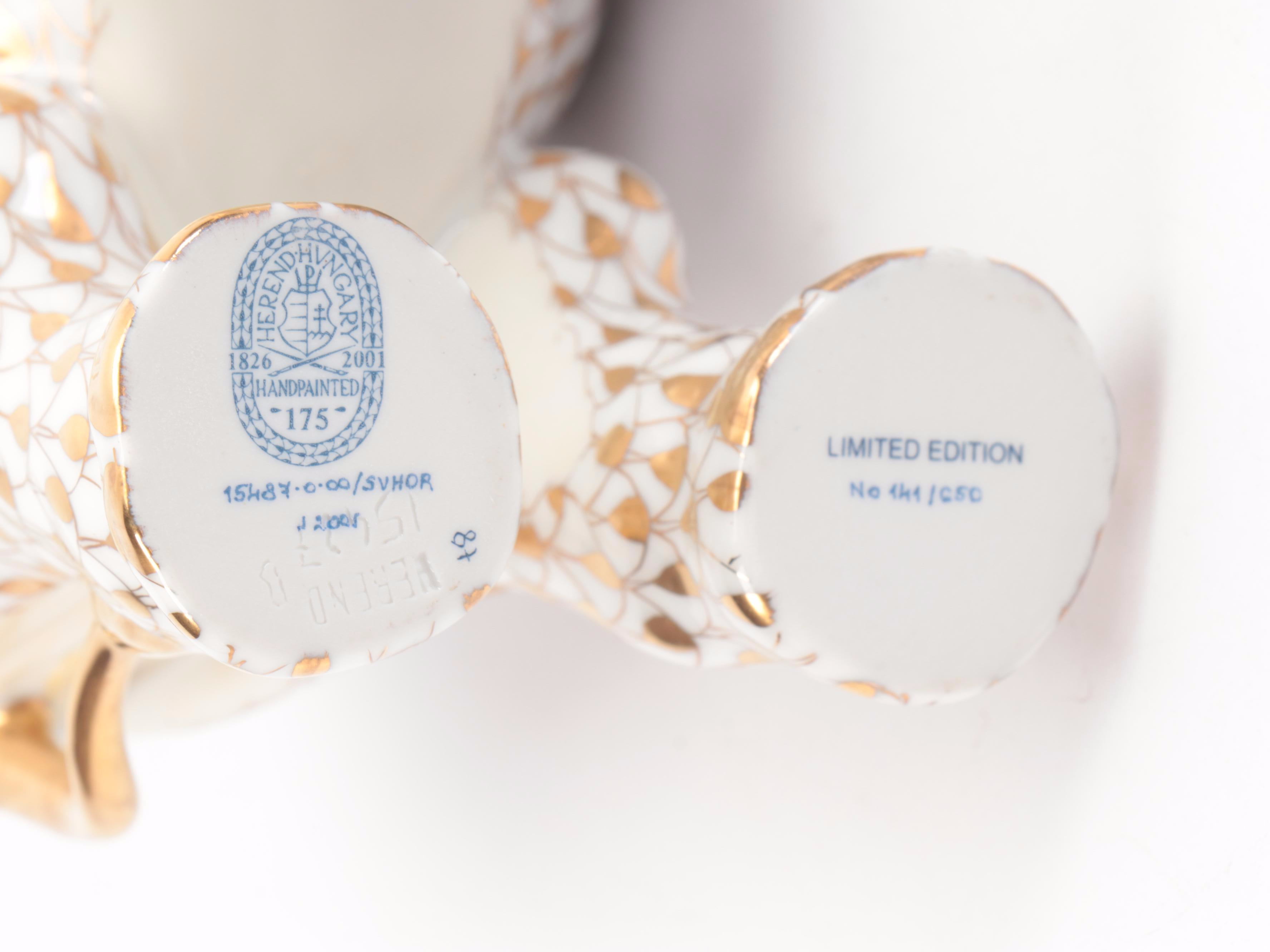 Herend Guild Limited Edition Gold Fishnet "Asian Elephant" Porcelain Figurine