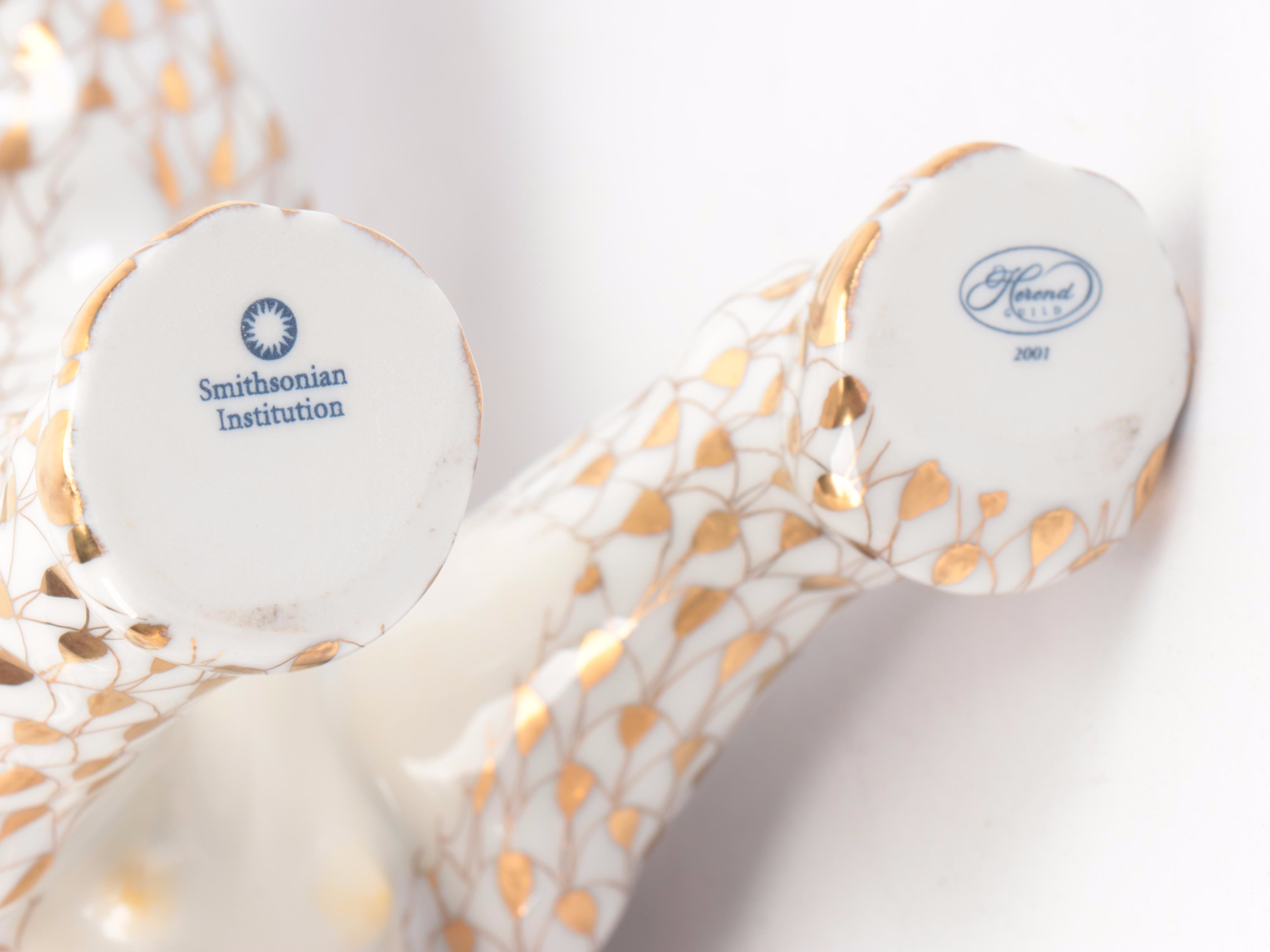 Herend Guild Limited Edition Gold Fishnet "Asian Elephant" Porcelain Figurine