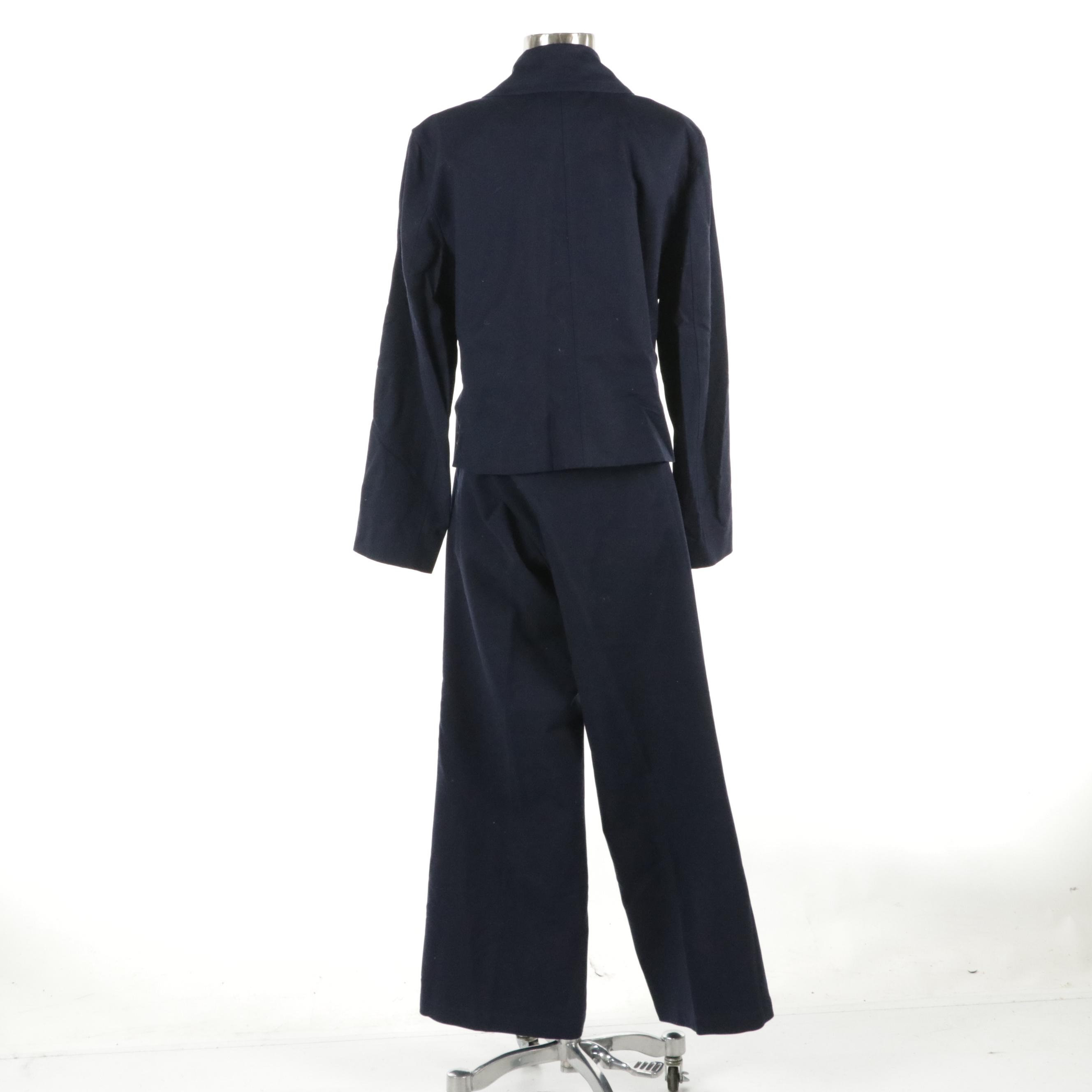 Lauren Ralph Lauren Double-Breasted Pant Suit in Navy Blue Cotton Blend