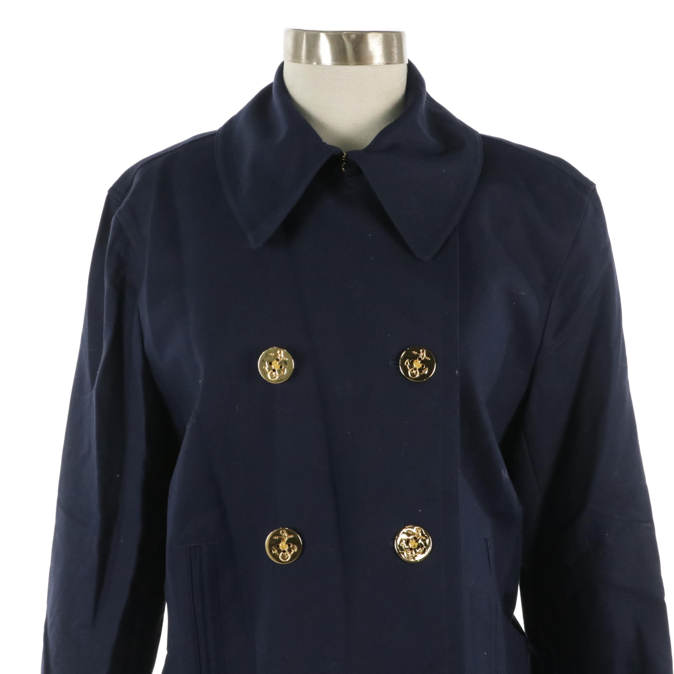 Lauren Ralph Lauren Double-Breasted Pant Suit in Navy Blue Cotton Blend