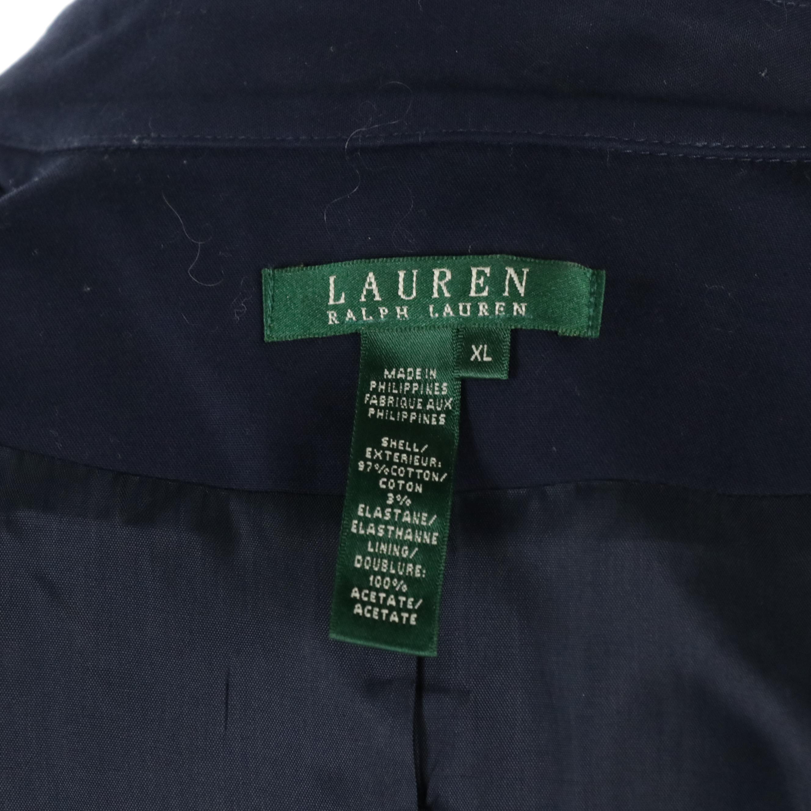 Lauren Ralph Lauren Double-Breasted Pant Suit in Navy Blue Cotton Blend