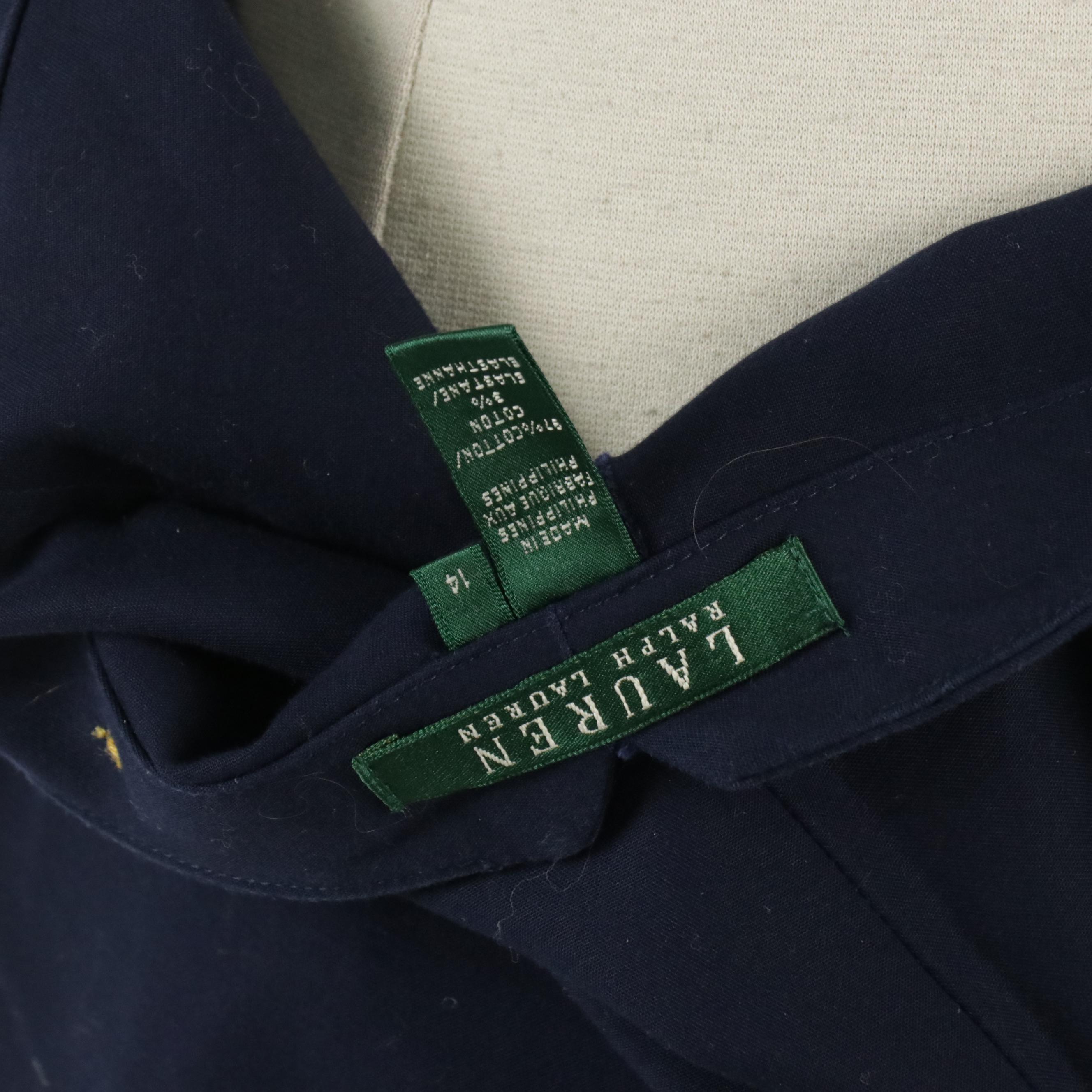 Lauren Ralph Lauren Double-Breasted Pant Suit in Navy Blue Cotton Blend